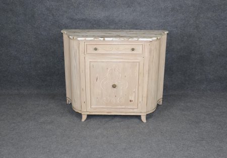 Vintage Venetian Marble Top Commode: Distressed Creme Cabinet
