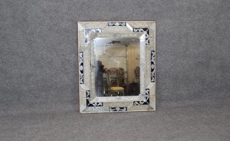 Antique Venetian Etched Glass Wall Mirror, 1920s Retro Decor