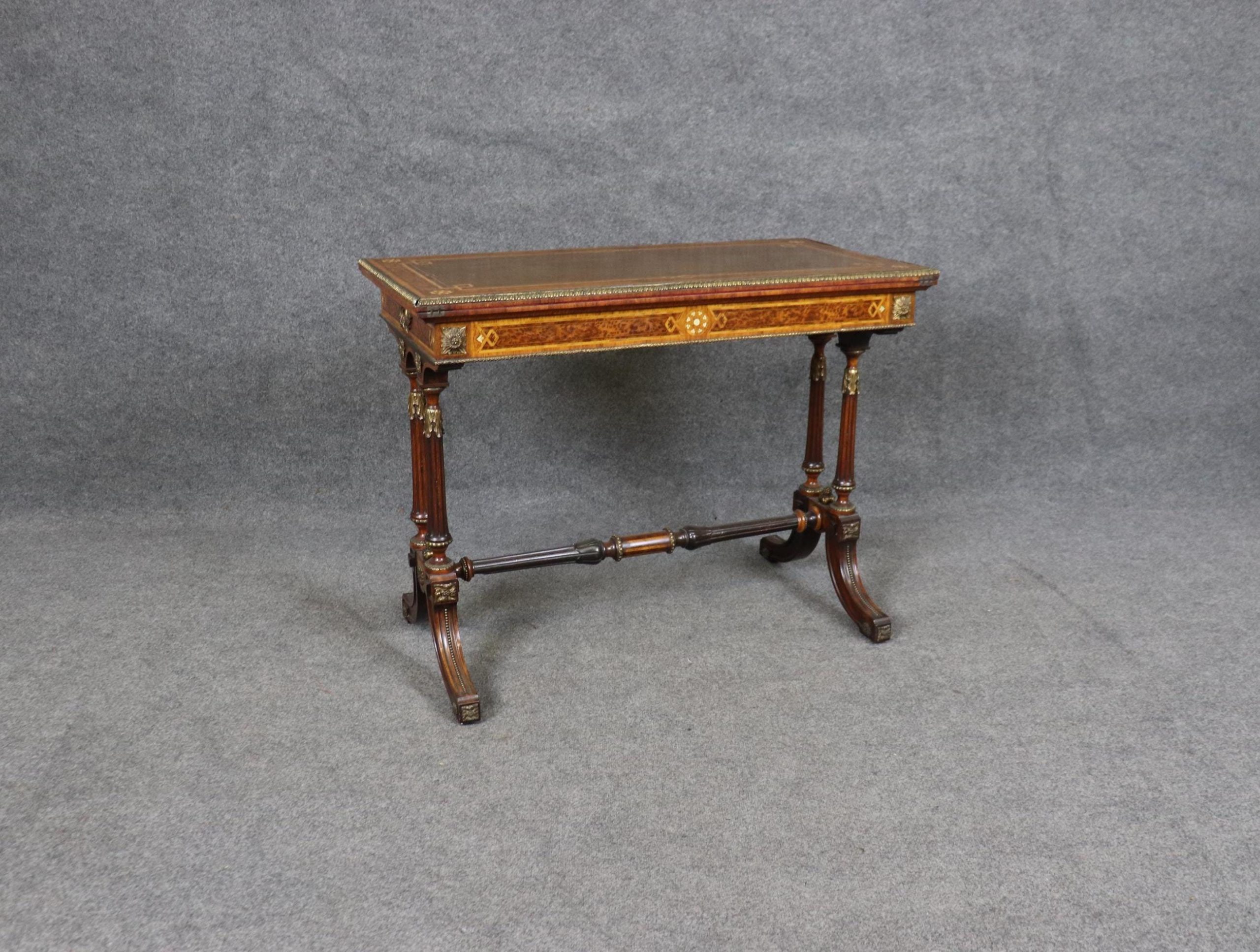 Antique French Napoleonic Style Inlaid Flip Top Game Table