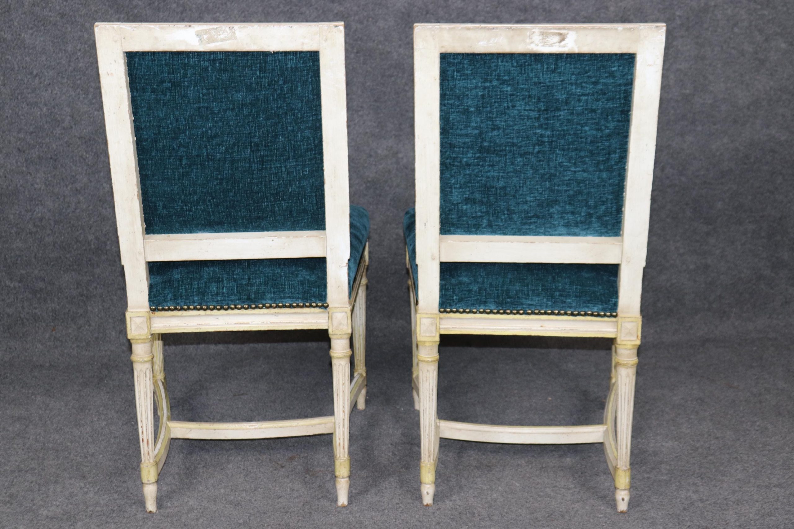 Pair of French Louis XVI Style Distressed Painted Accent Chairs - Image 4
