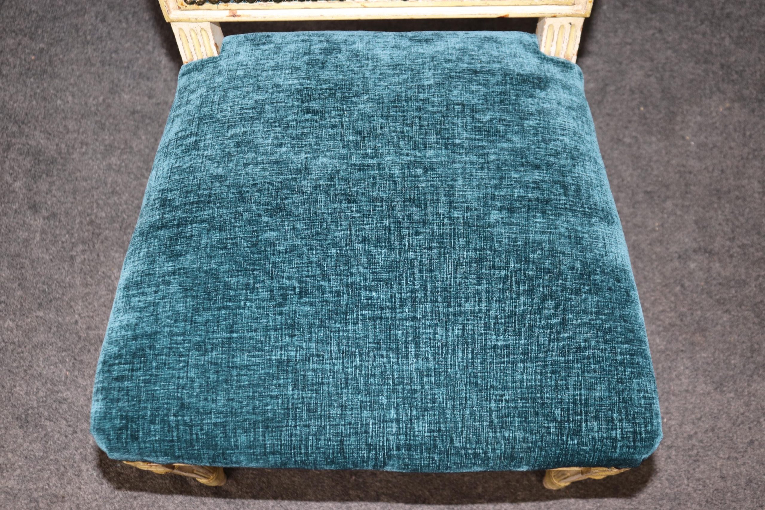 Pair of French Louis XVI Style Distressed Painted Accent Chairs - Image 10