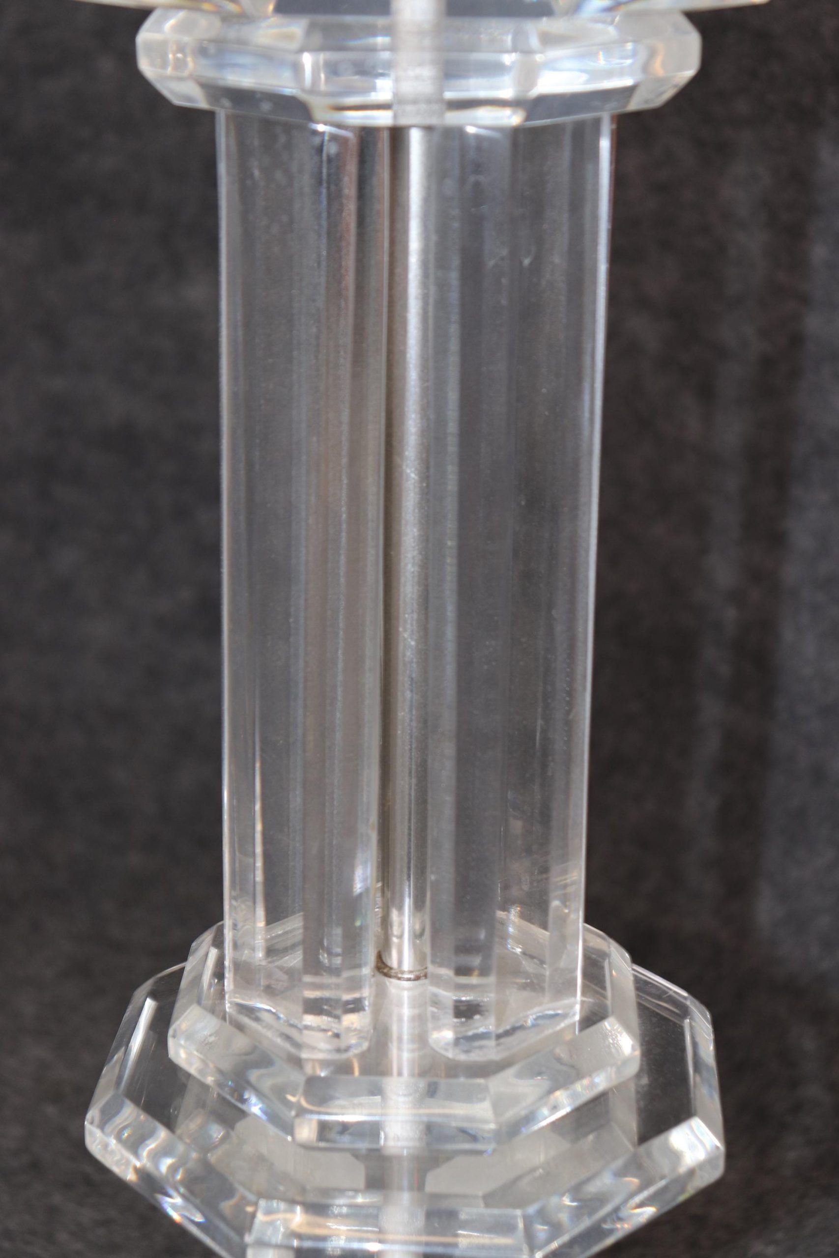 Vintage Lucite Pedestal Table: Mid Century Modern Accent Decor - Image 9