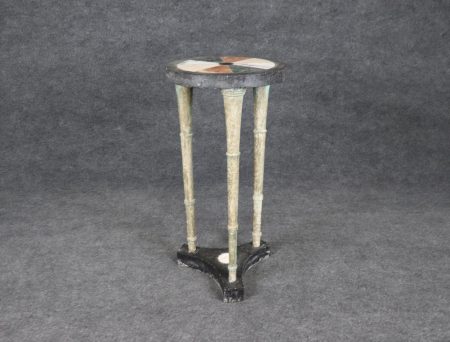 Vintage Pietra Dura Marble Pedestal Table: Mid-Century Modern Accent