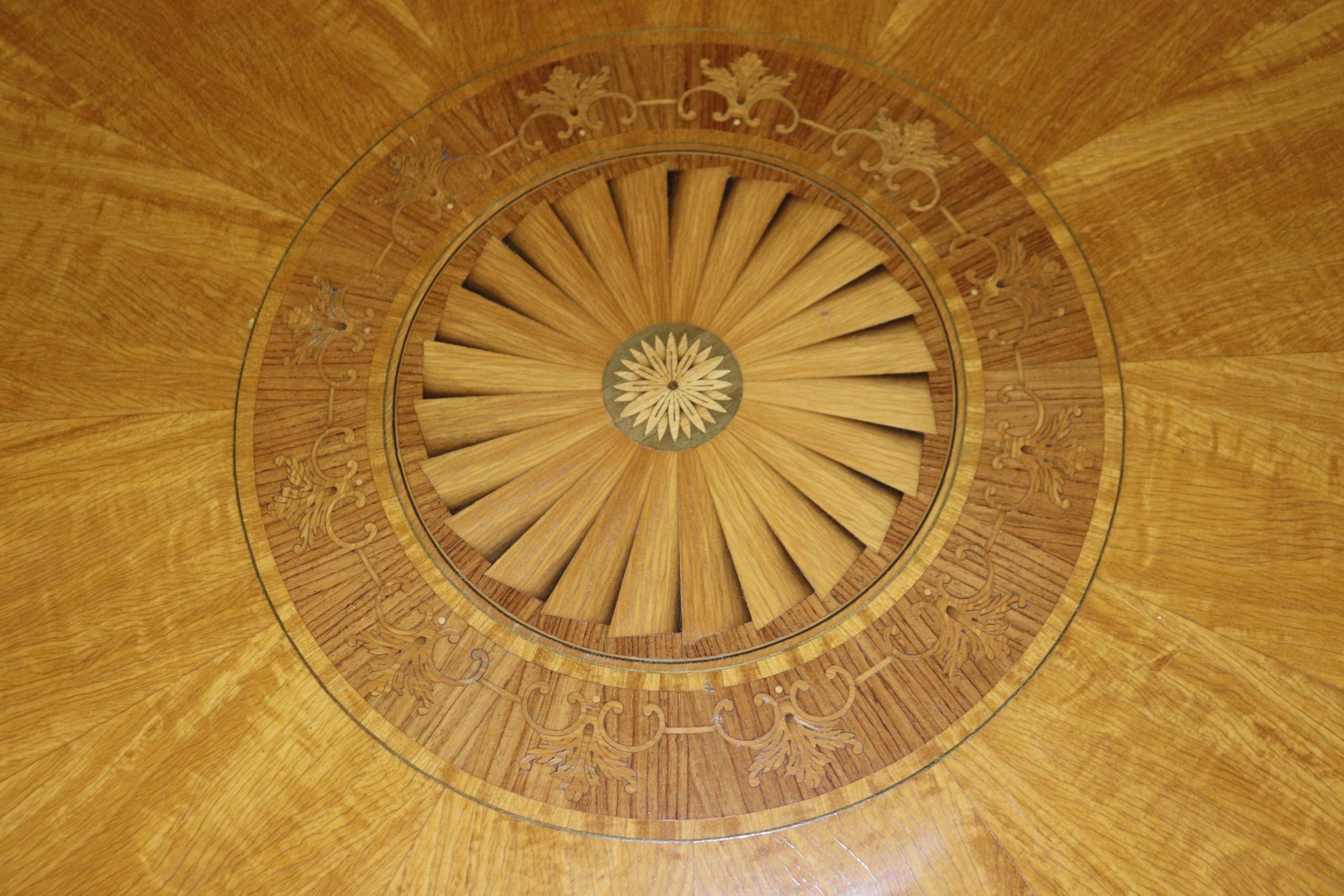 Vintage Regence Style Inlaid Center Table with Gold Rams Head - Image 9