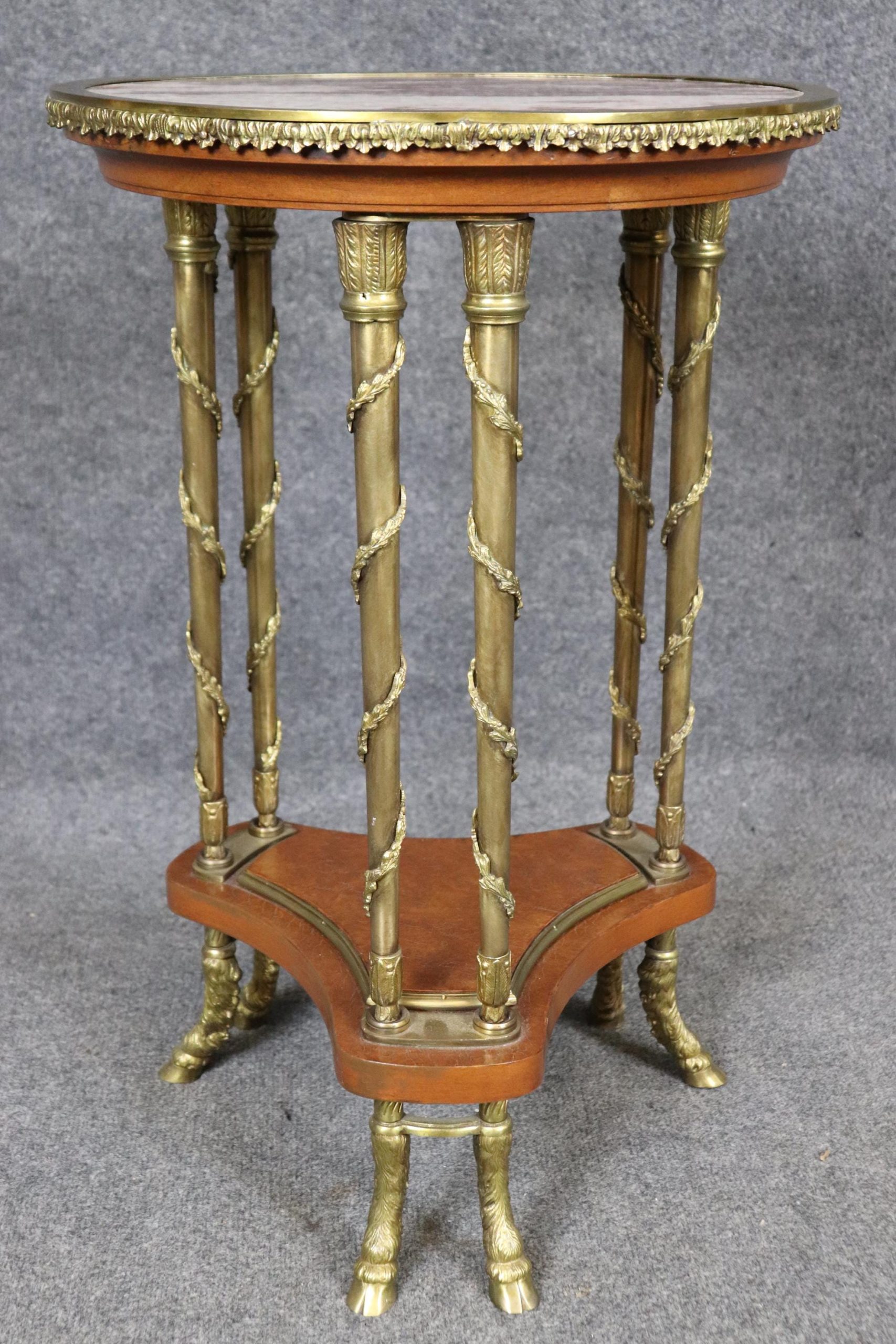 French Louis XV Style Marble Top Side Table: Adam Weisweiler Manner - Image 3