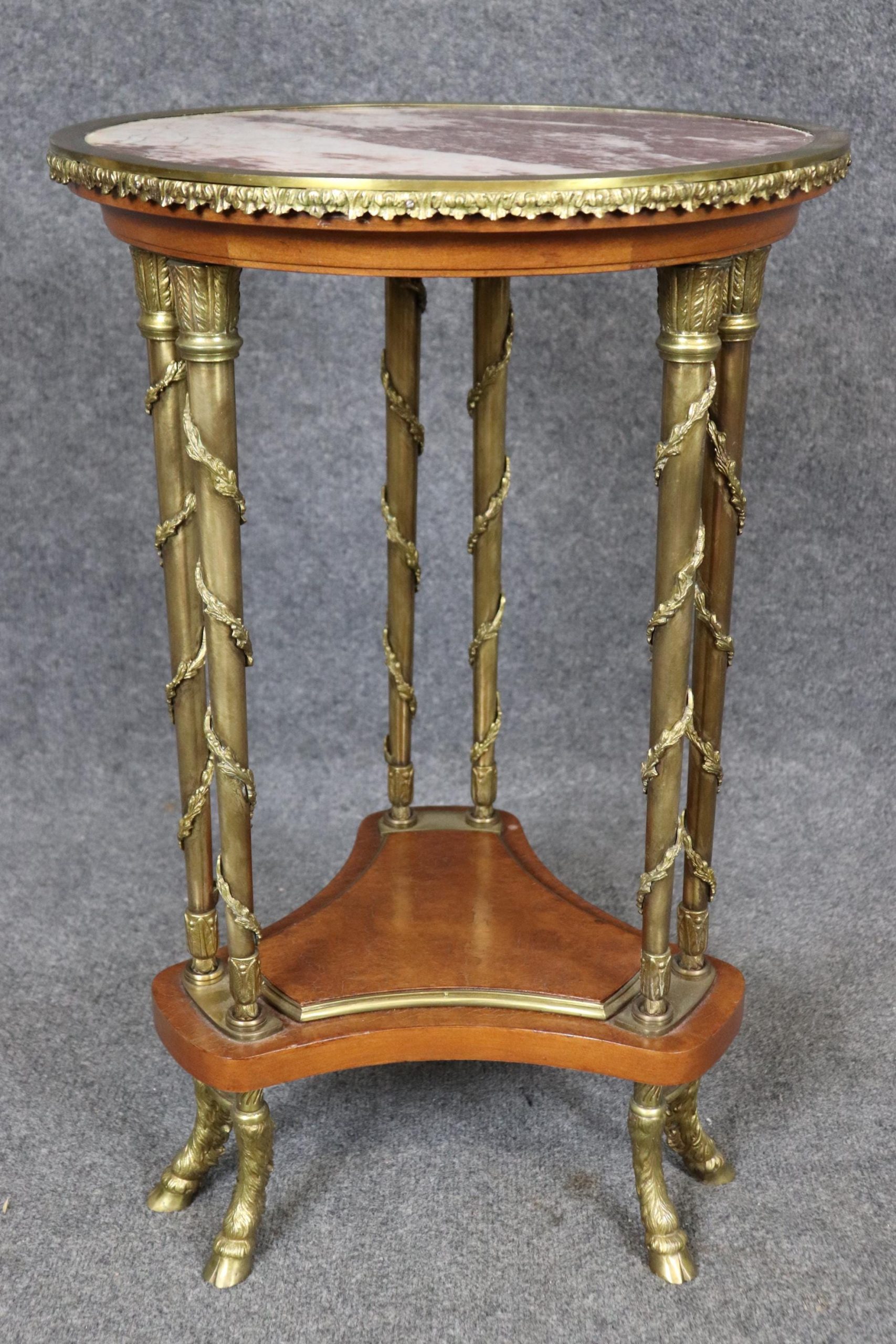 French Louis XV Style Marble Top Side Table: Adam Weisweiler Manner - Image 4