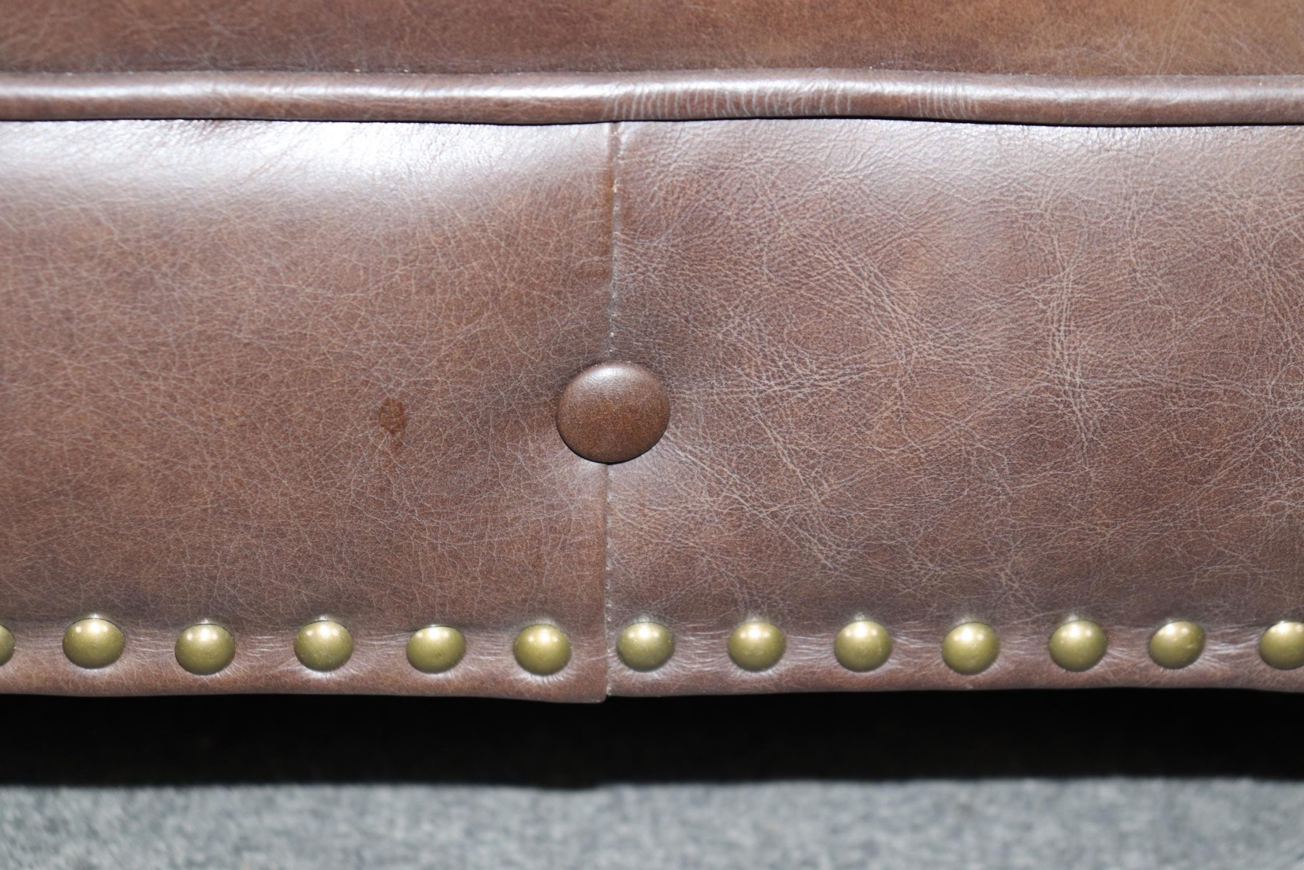 Vintage Brown Tufted Leather Chesterfield Loveseat - MCM Living Room Furniture - Image 9