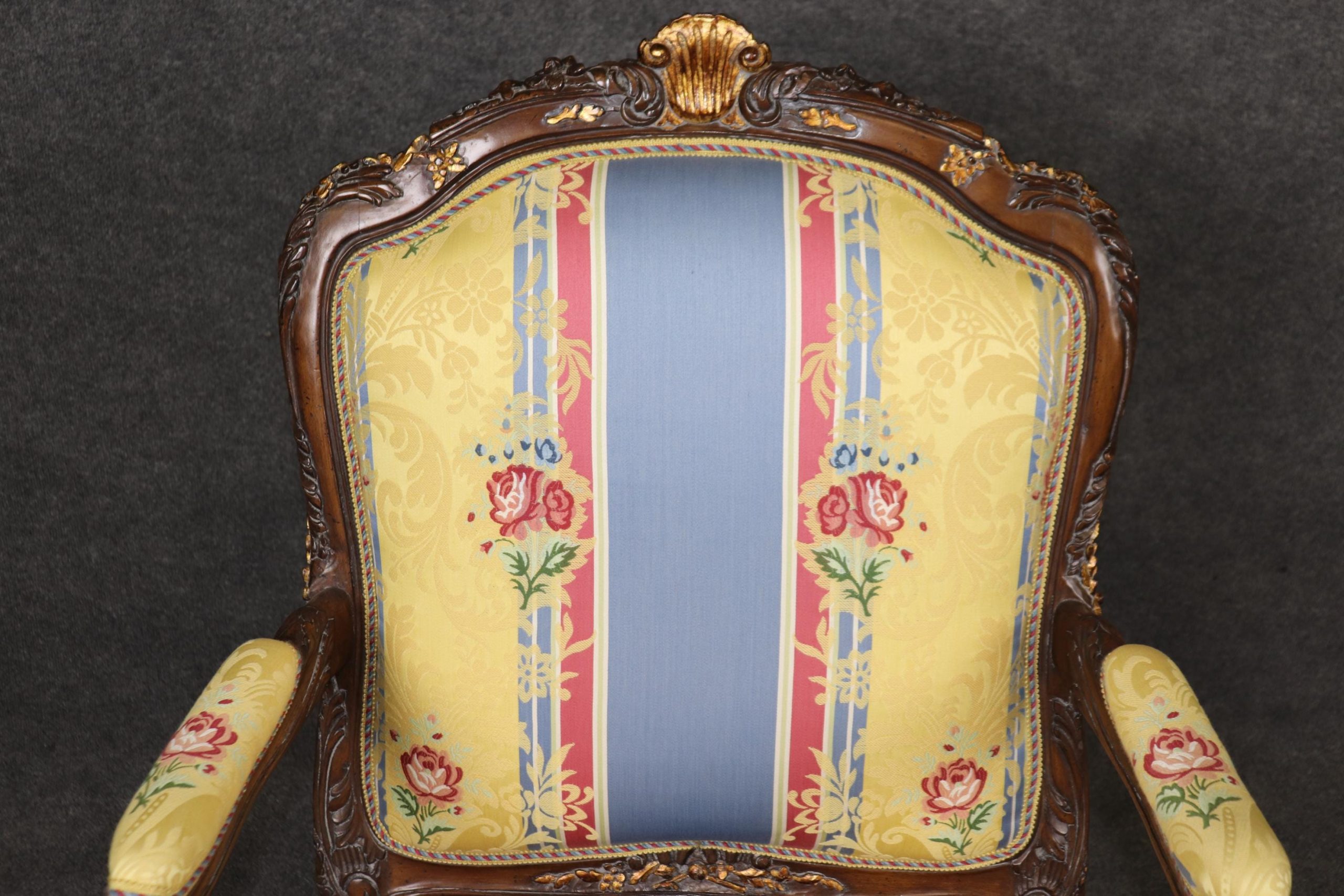 Vintage Louis XV Style Armchairs: Floral Upholstery, Gilt Accents - Image 10