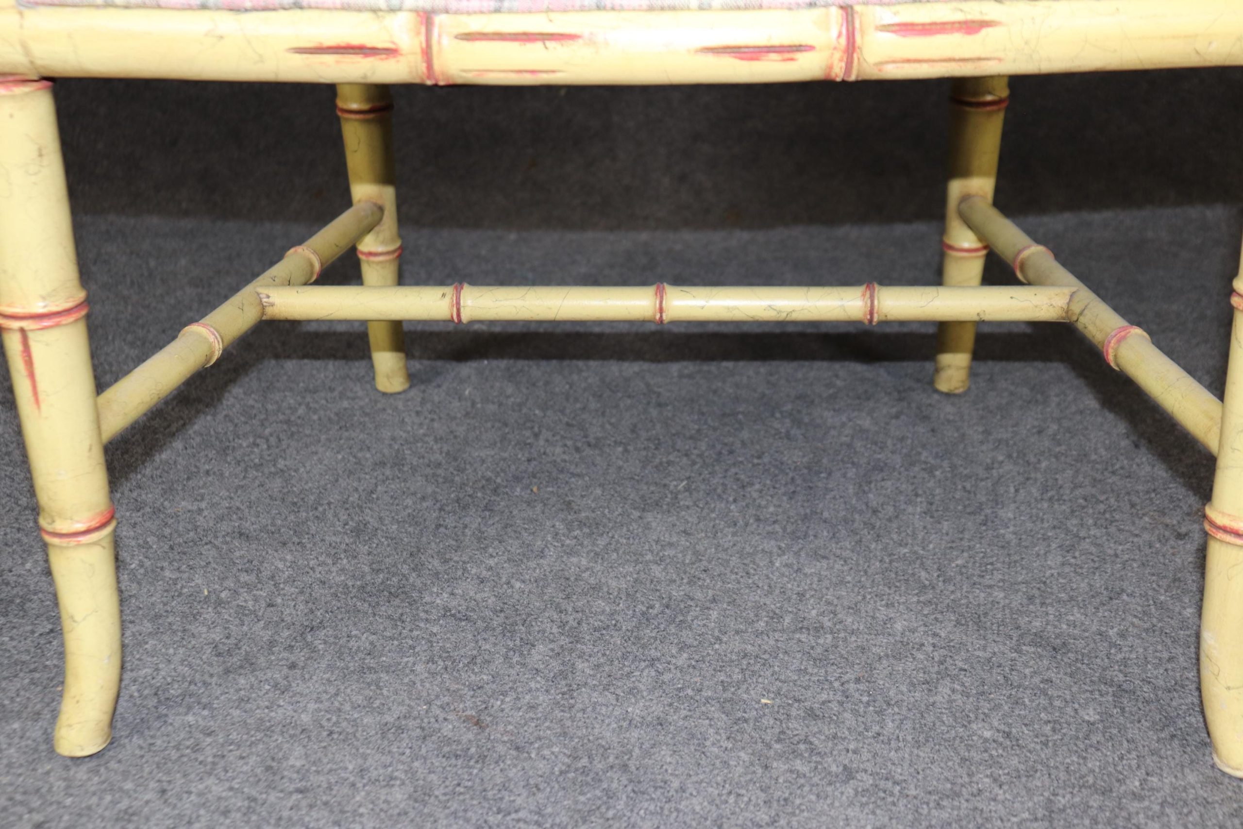 Hollywood Regency Faux Bamboo Armchairs: Creme Accent Chairs, Pair - Image 10