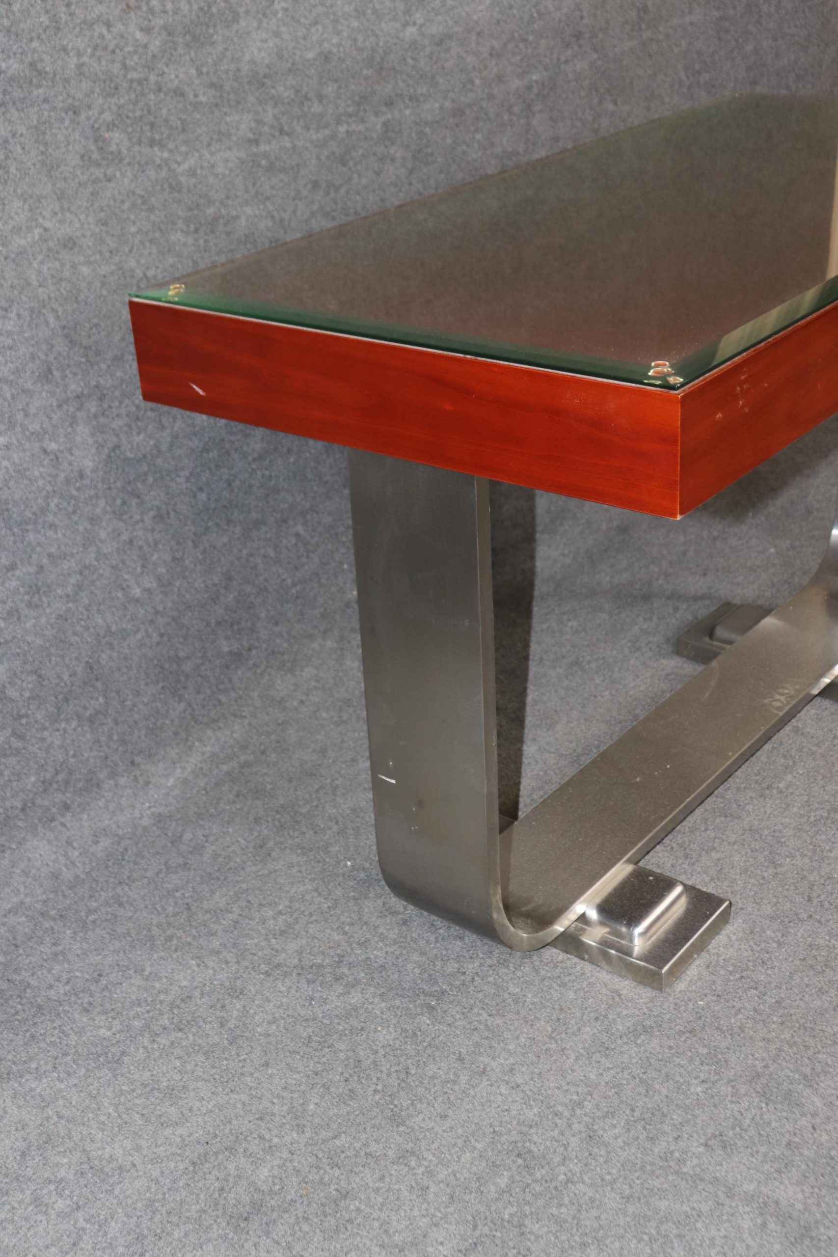 Vintage Art Deco Leather Top Desk: Ruhlmann Style Writing Table - Image 10