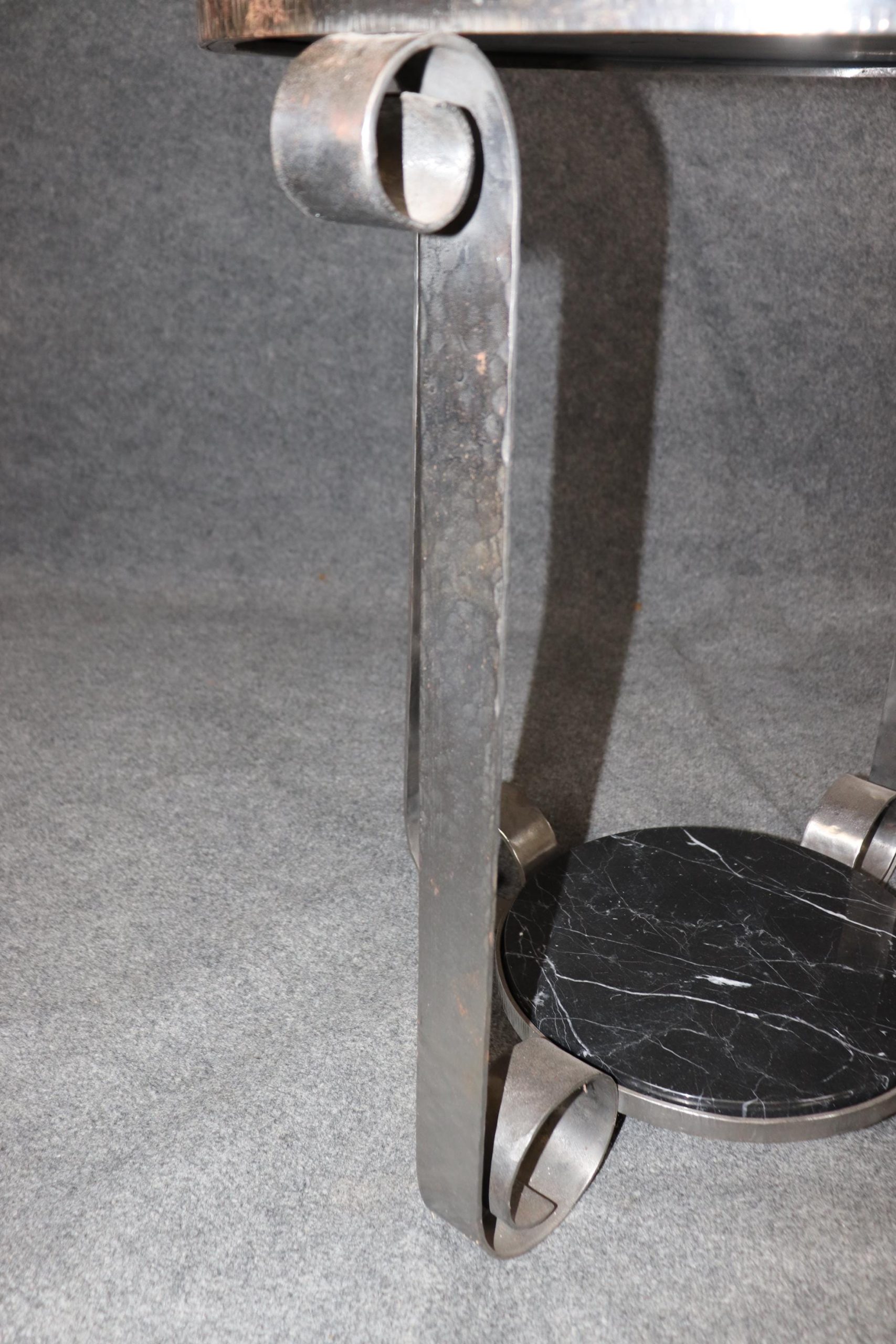 Vintage French Art Deco Marble Top End Tables: Pair of Accent Tables - Image 7