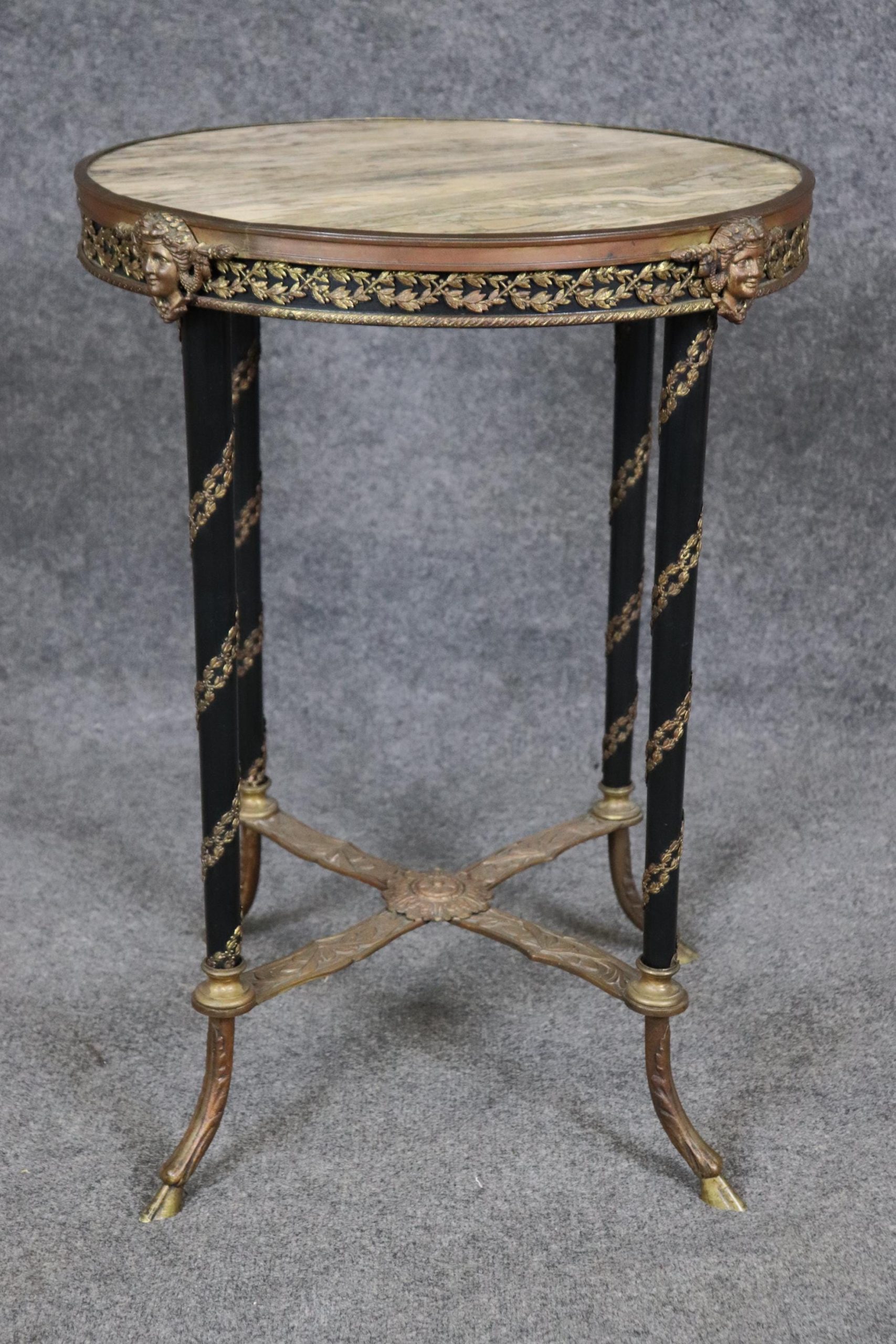 Louis XVI Style Marble Top Accent Table: Vintage French Neoclassical Design - Image 2