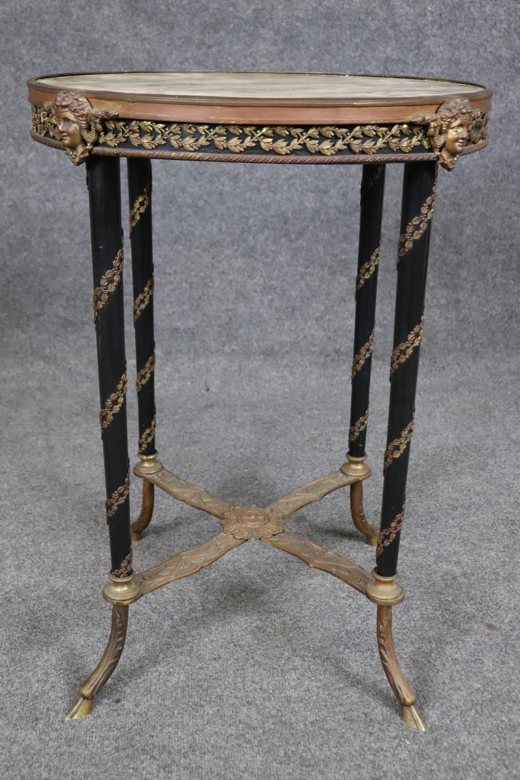 Louis XVI Style Marble Top Accent Table: Vintage French Neoclassical Design - Image 4