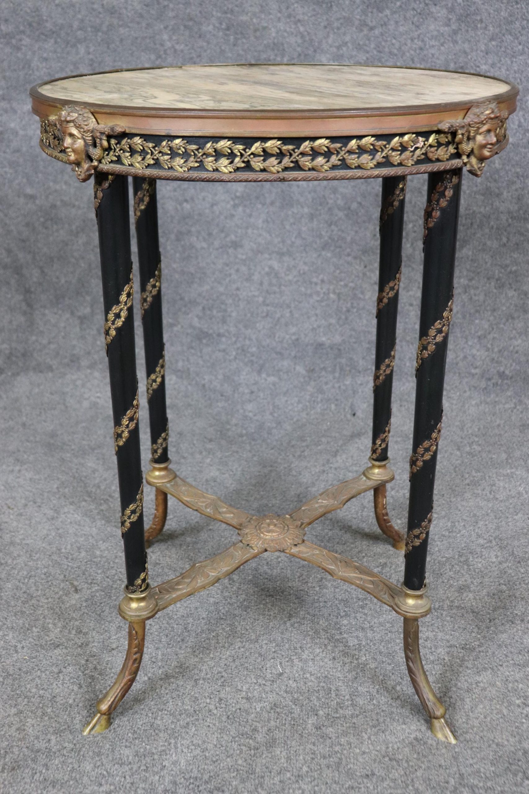 Louis XVI Style Marble Top Accent Table: Vintage French Neoclassical Design - Image 5