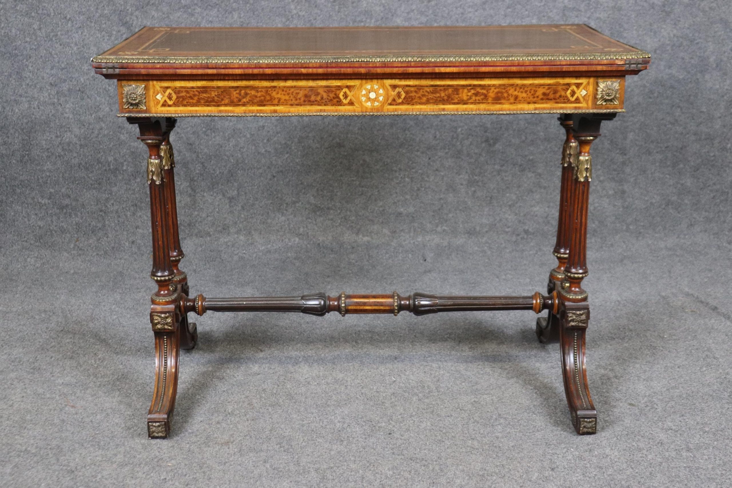 Antique French Napoleonic Style Inlaid Flip Top Game Table - Image 2