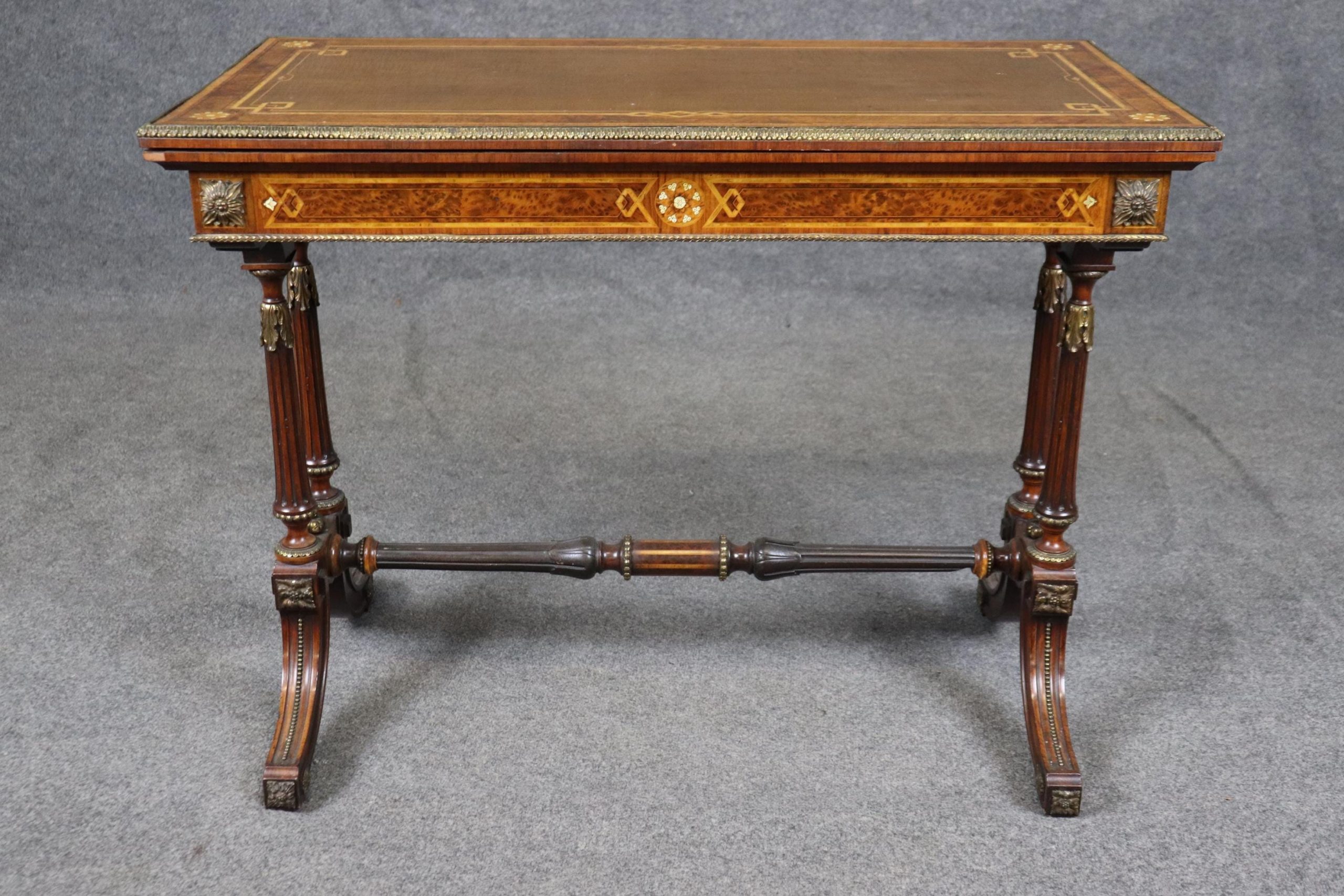 Antique French Napoleonic Style Inlaid Flip Top Game Table - Image 4