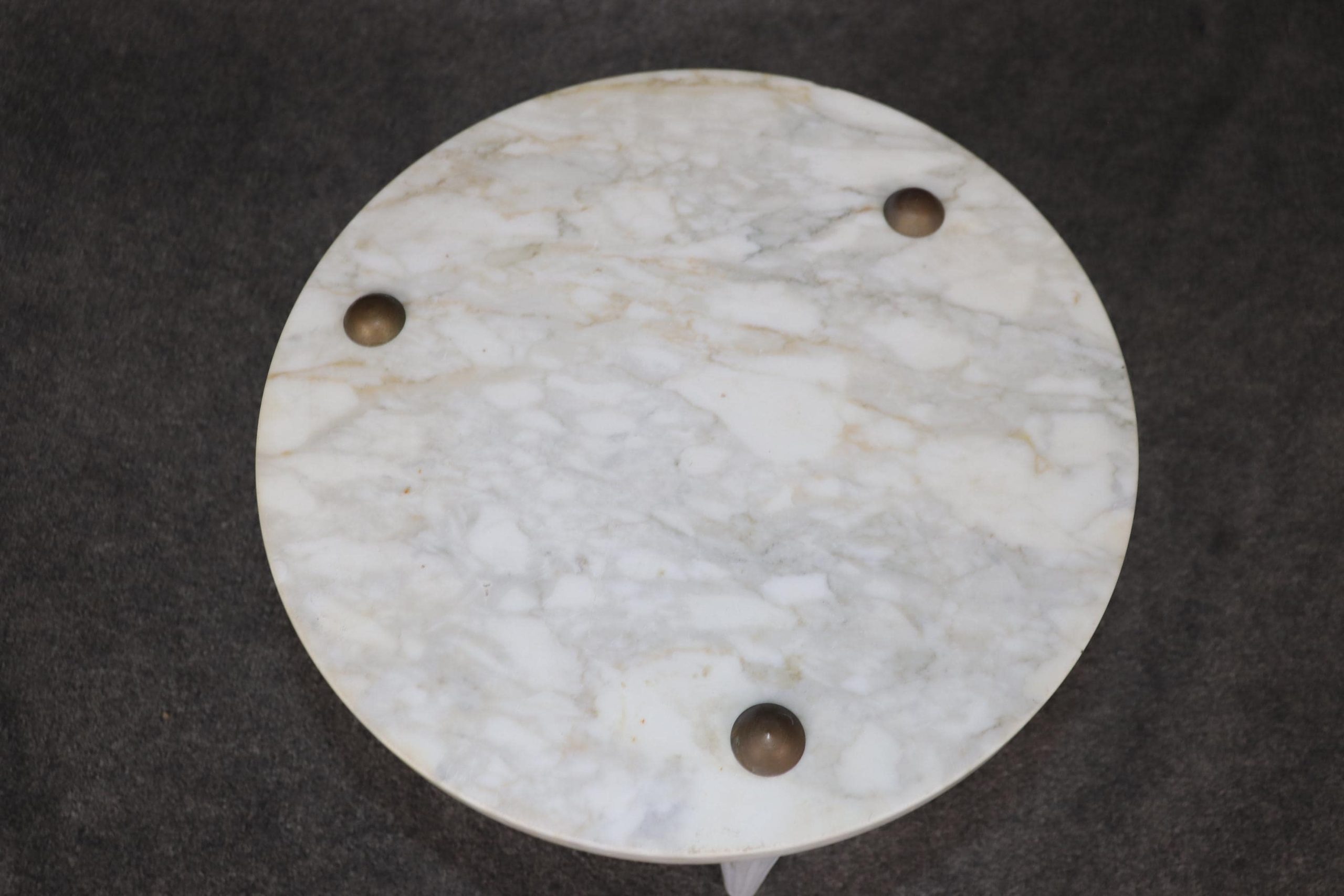Vintage Italian Louis XVI Style Marble Top End Tables: White Accent Tables - Image 6