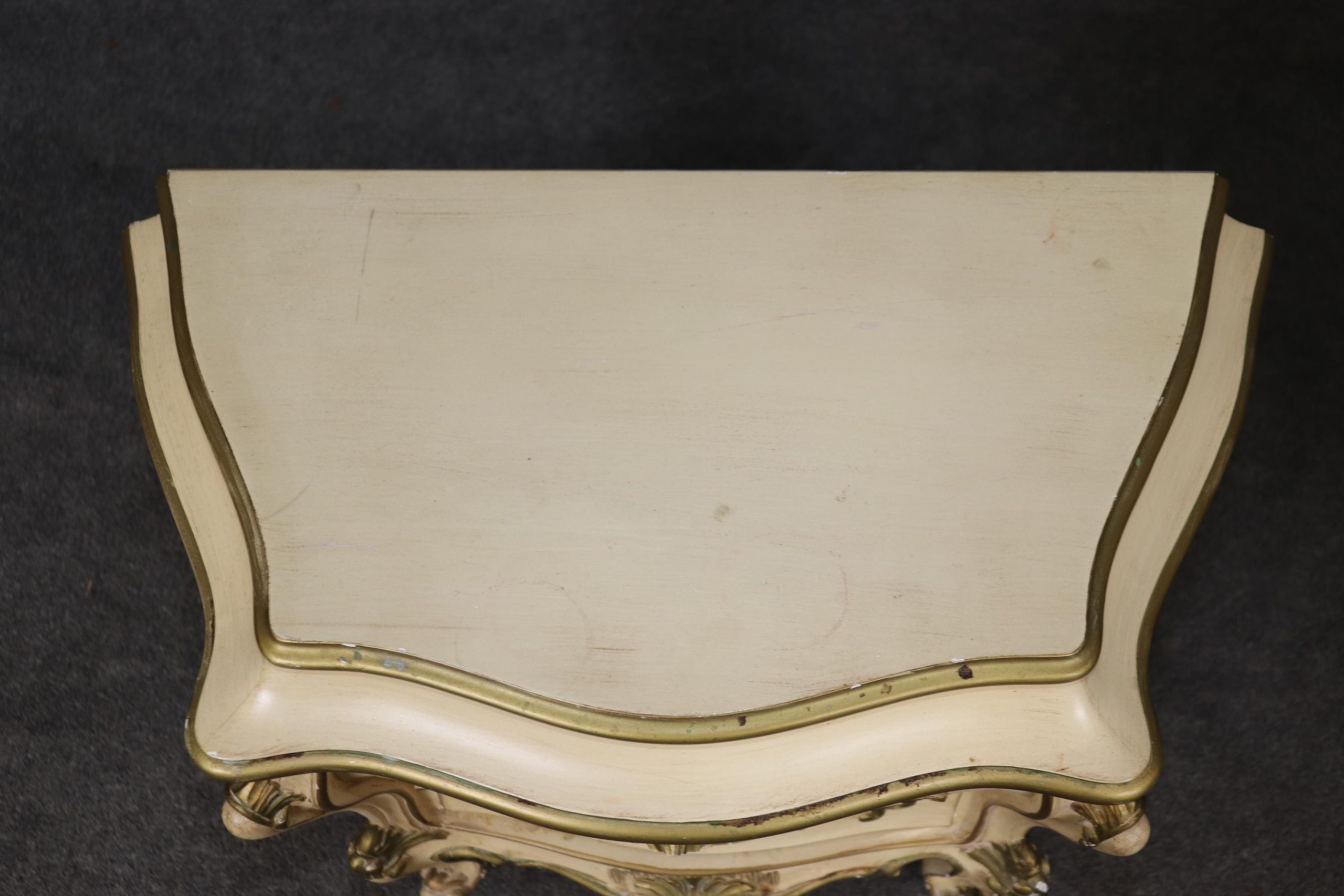 Pair Vintage Louis XV Style Nightstands: Painted Accent Tables - Image 9