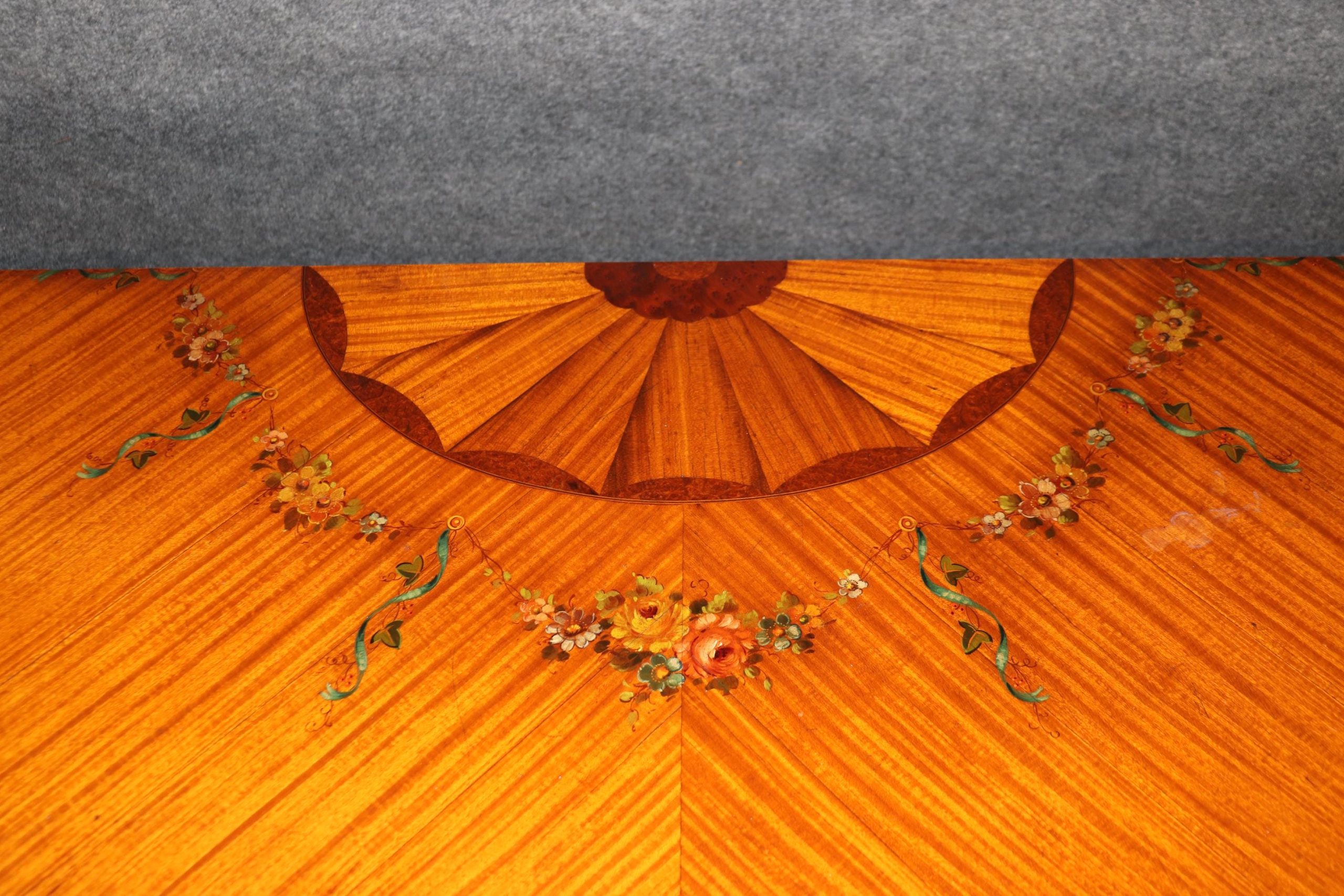 Vintage Adams Style Inlaid Console Table: Painted Satinwood Server - Image 6