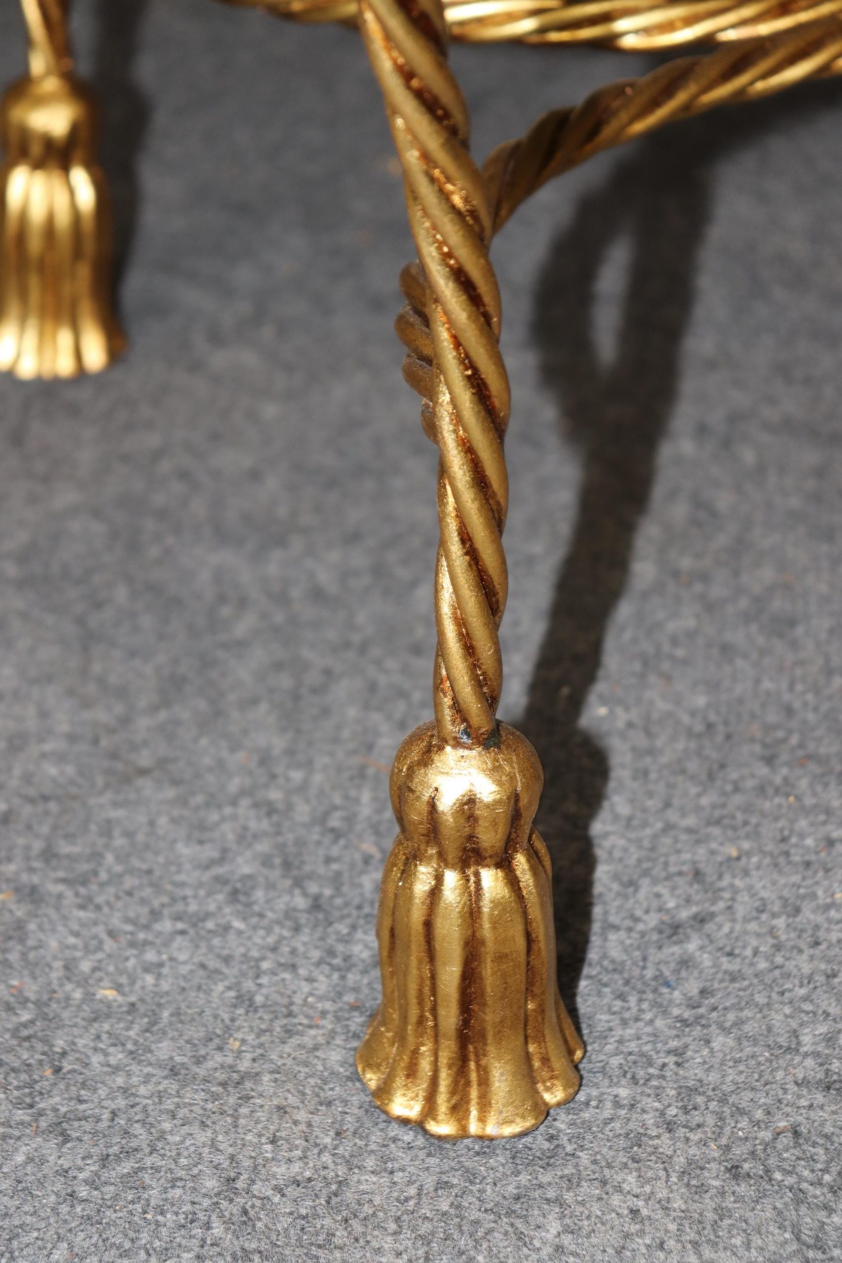 Vintage Italian Gilt Rope Twist Benches: Hollywood Regency Footstools - Image 6