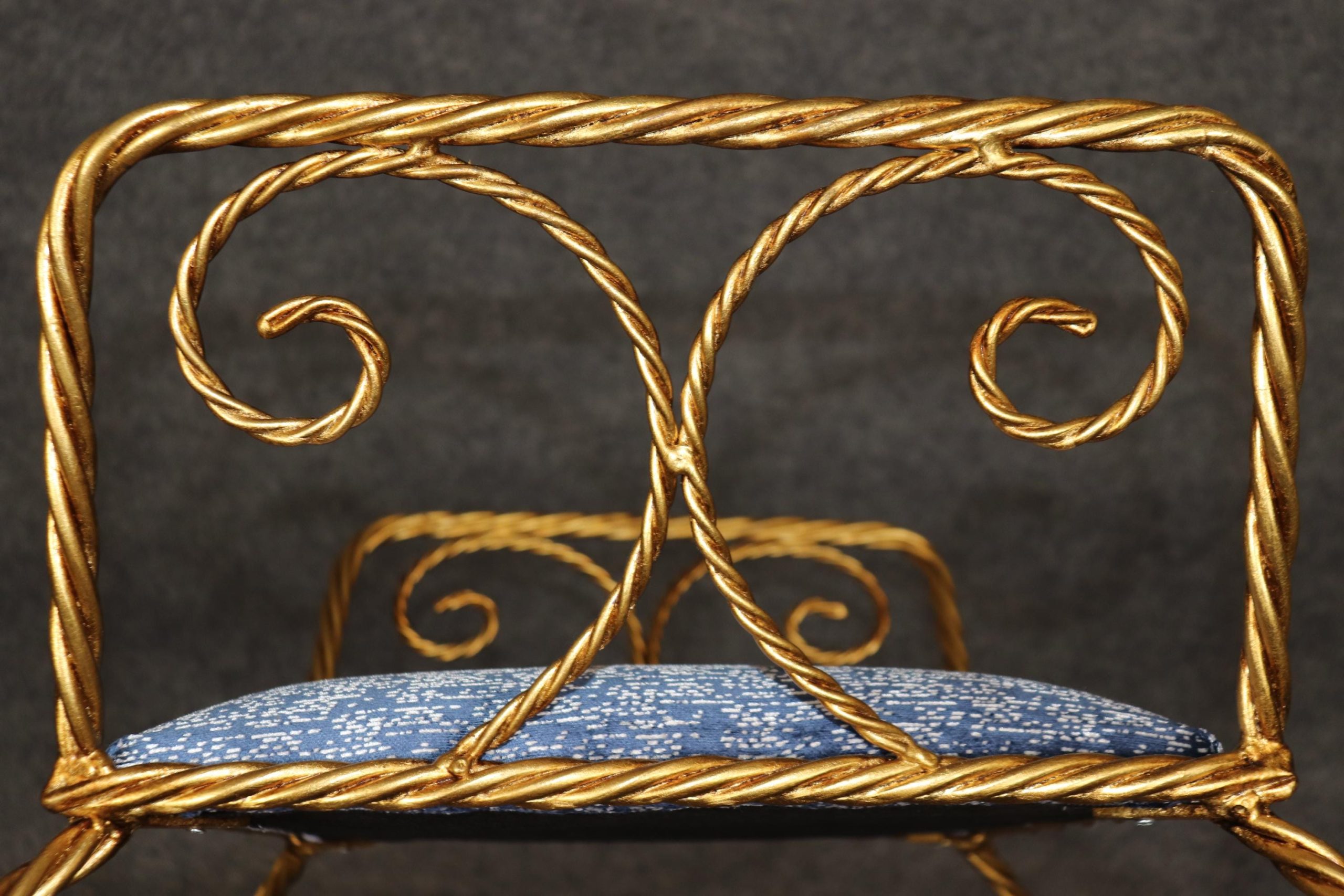 Vintage Italian Gilt Rope Twist Benches: Hollywood Regency Footstools - Image 8