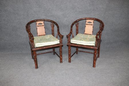 Vintage Hollywood Regency Faux Bamboo Armchairs by Interior Crafts