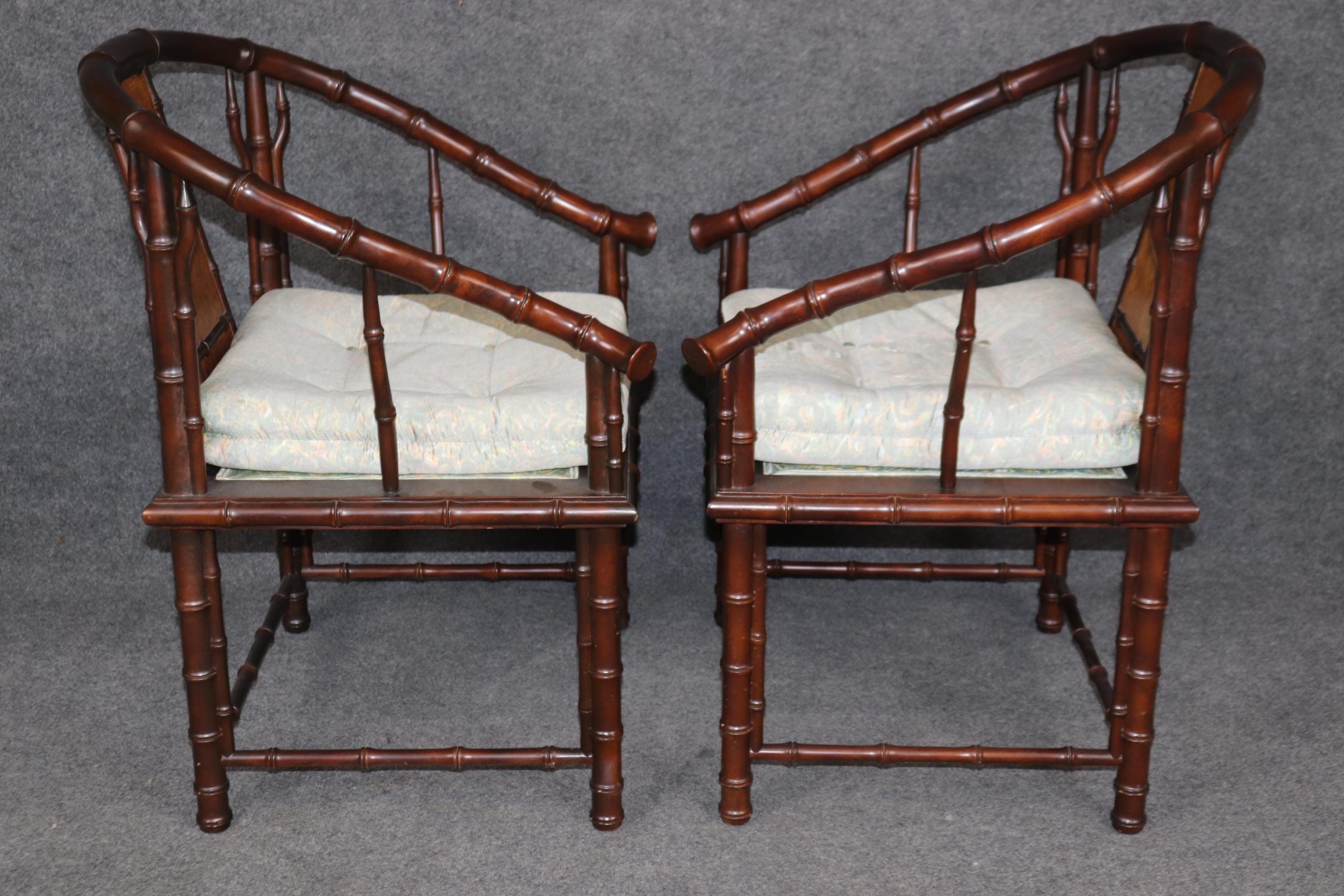 Vintage Hollywood Regency Faux Bamboo Armchairs by Interior Crafts - Image 3
