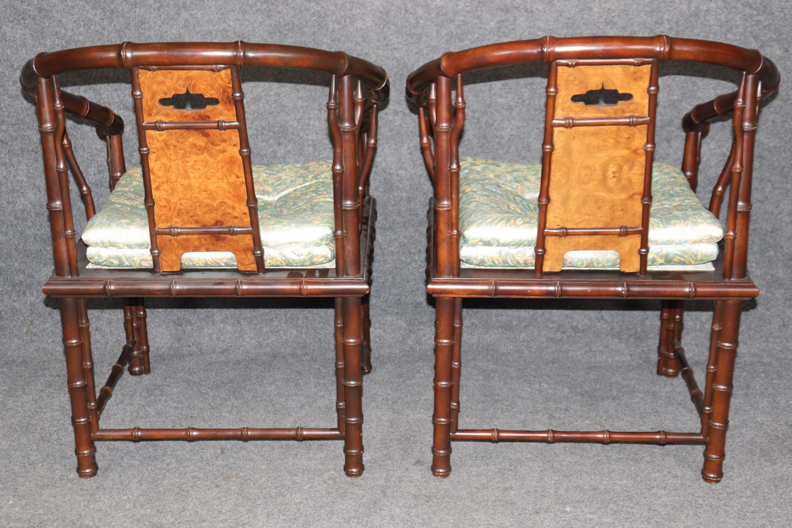 Vintage Hollywood Regency Faux Bamboo Armchairs by Interior Crafts - Image 4