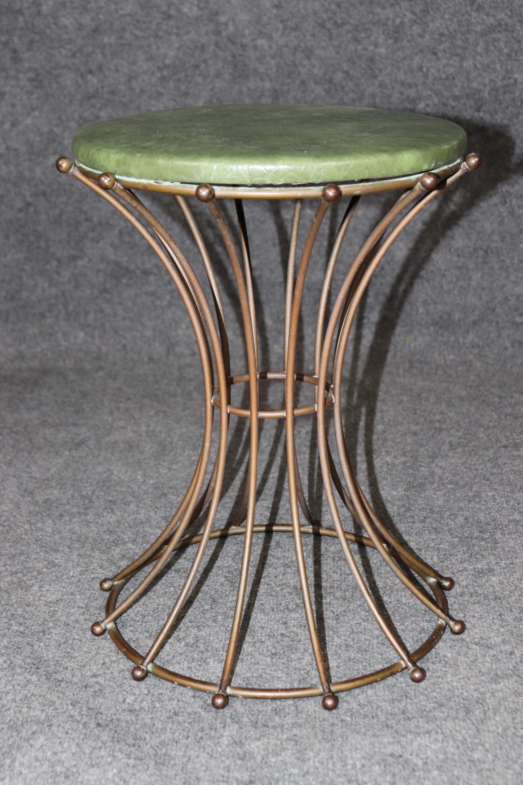 Vintage Hollywood Regency Brass Stool: Mid-Century Modern Footstool - Image 2