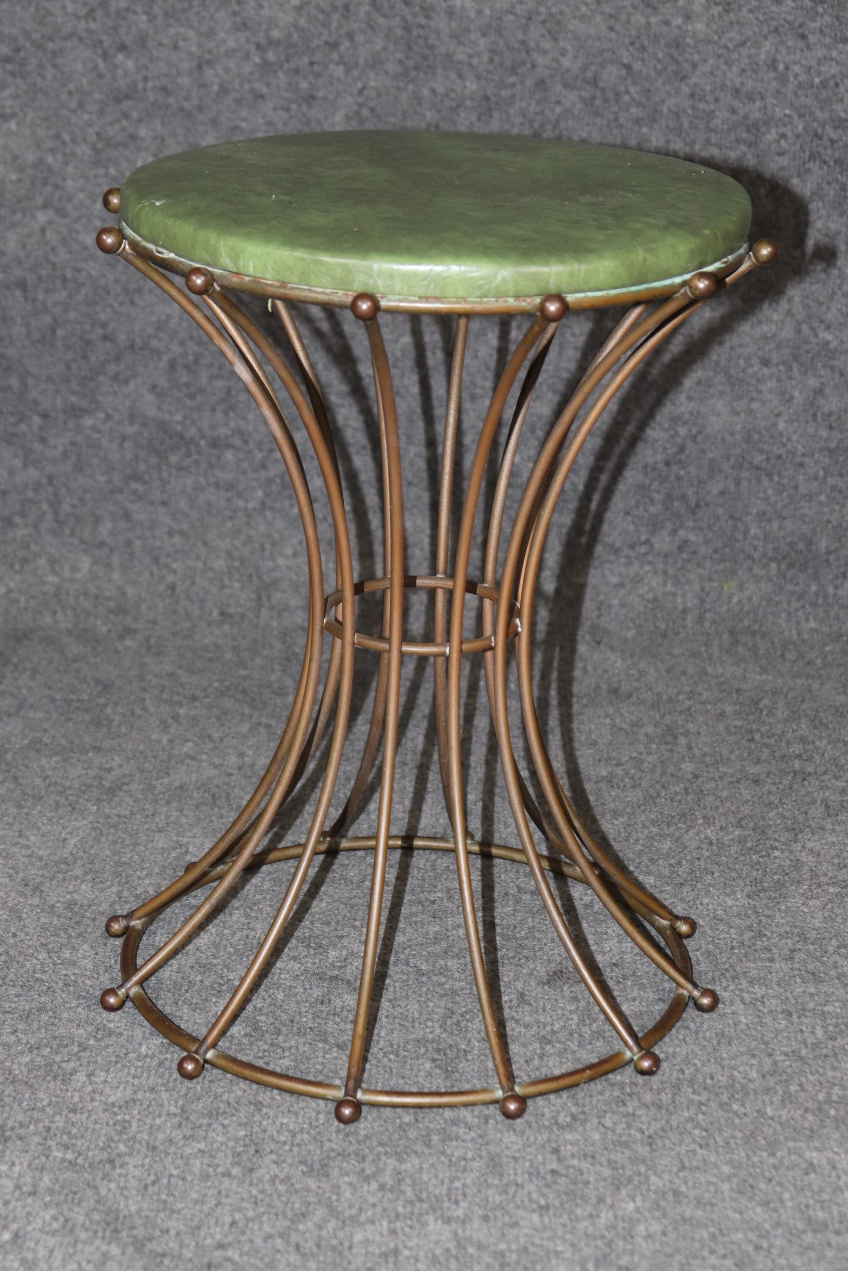 Vintage Hollywood Regency Brass Stool: Mid-Century Modern Footstool - Image 9
