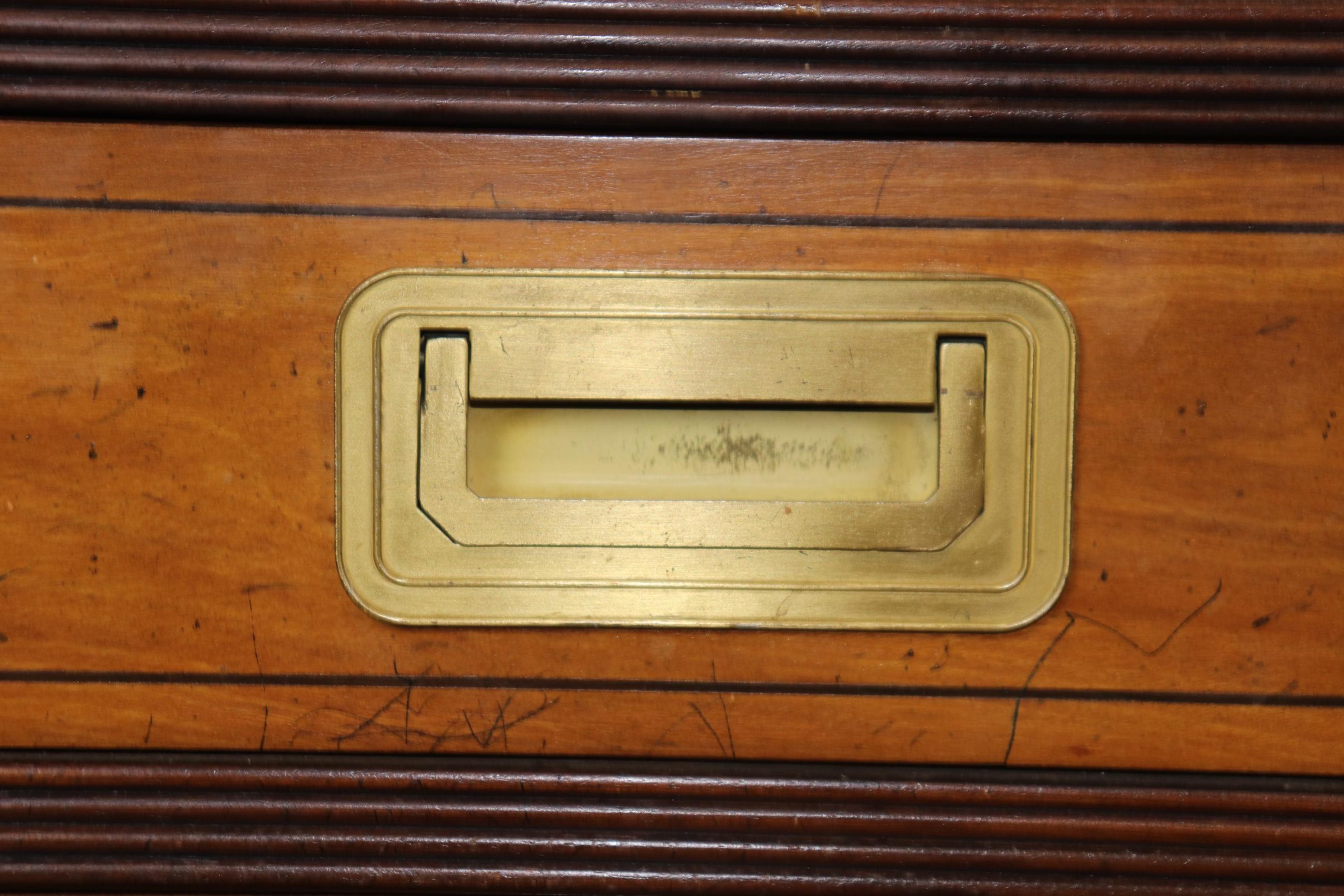 Vintage Baker Furniture Campaign Style Leather Top Desk - Image 9