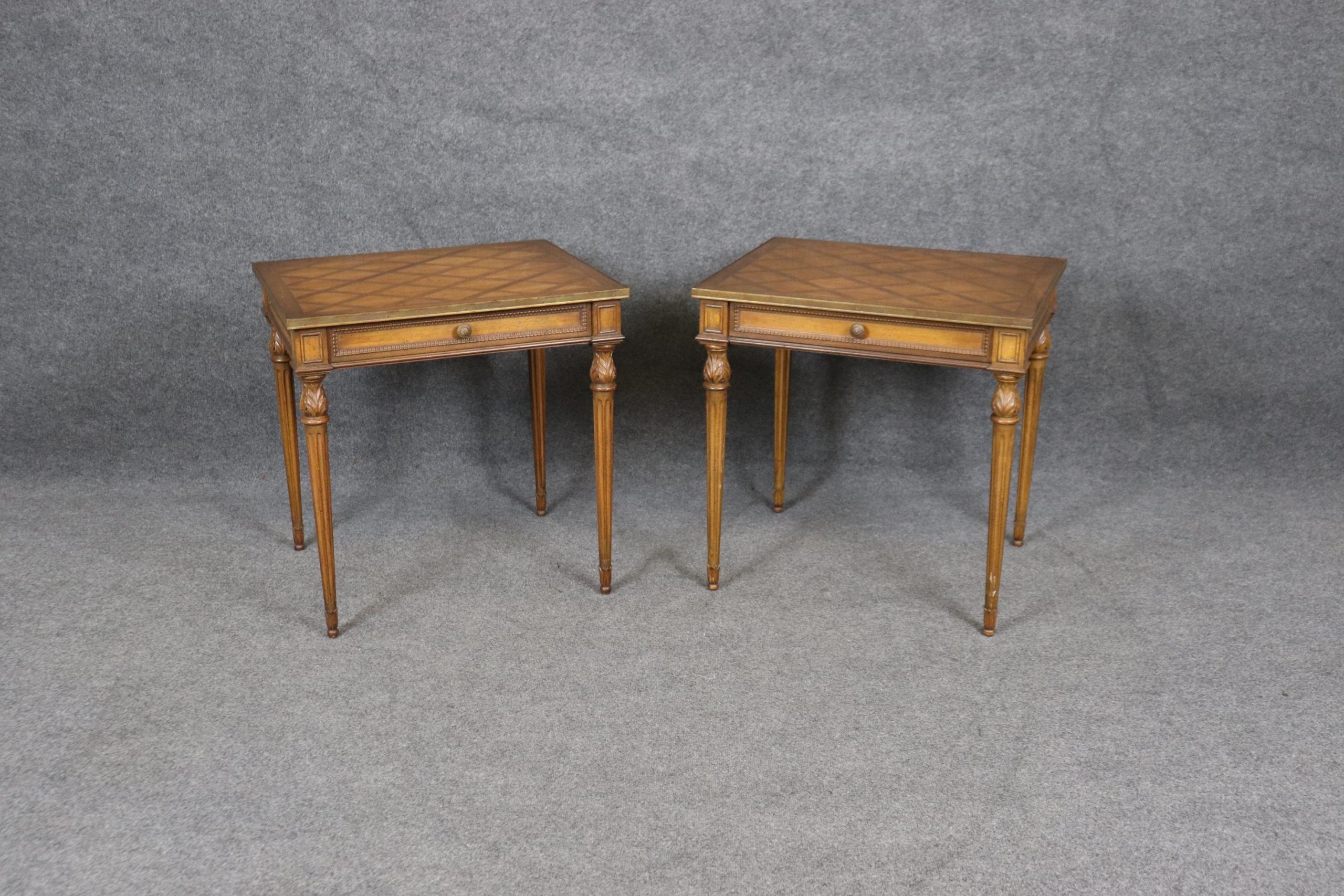 Pair of Antique Louis XVI Style Inlaid End Tables