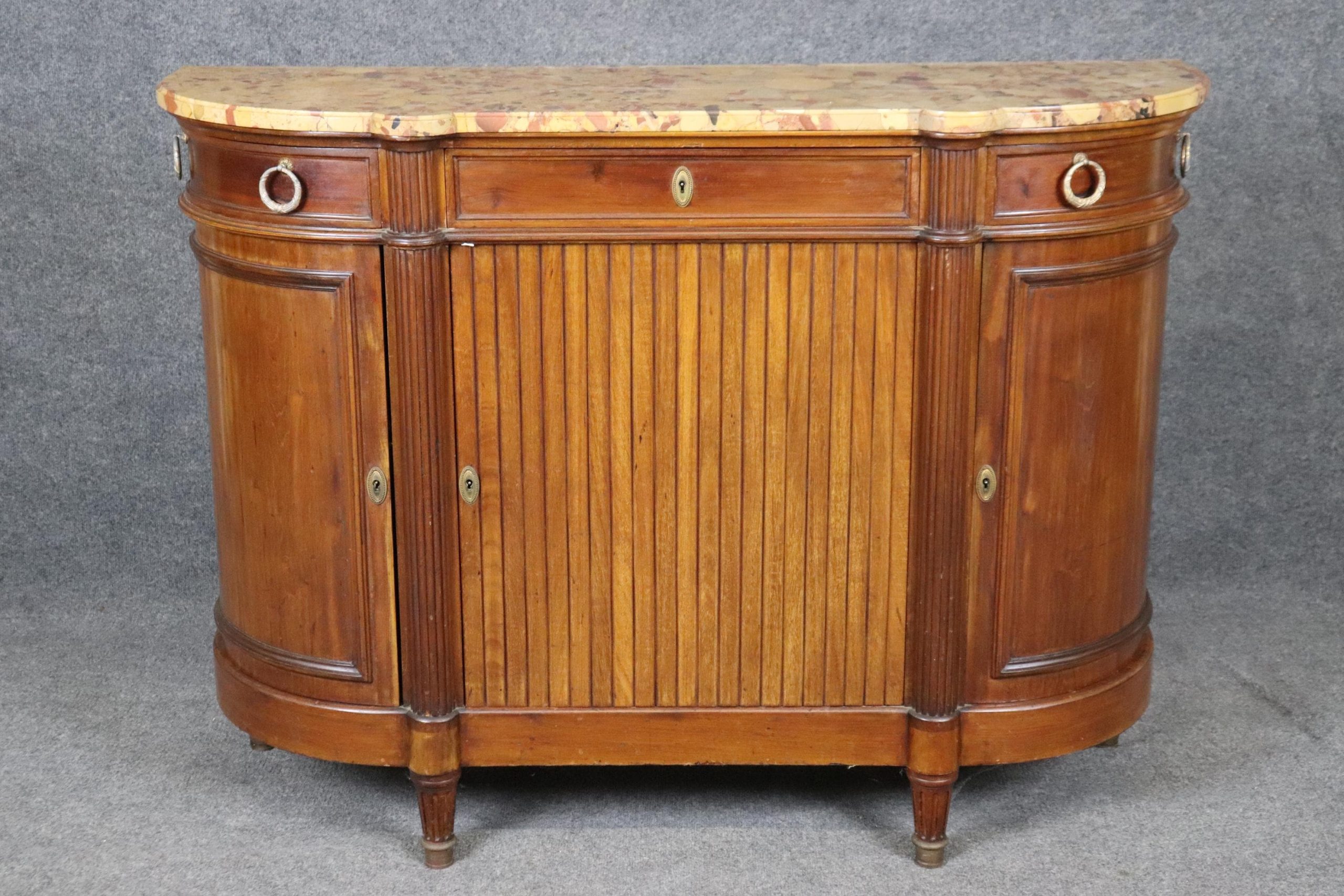Antique French Louis XVI Style Marble Top Walnut Server - Image 2