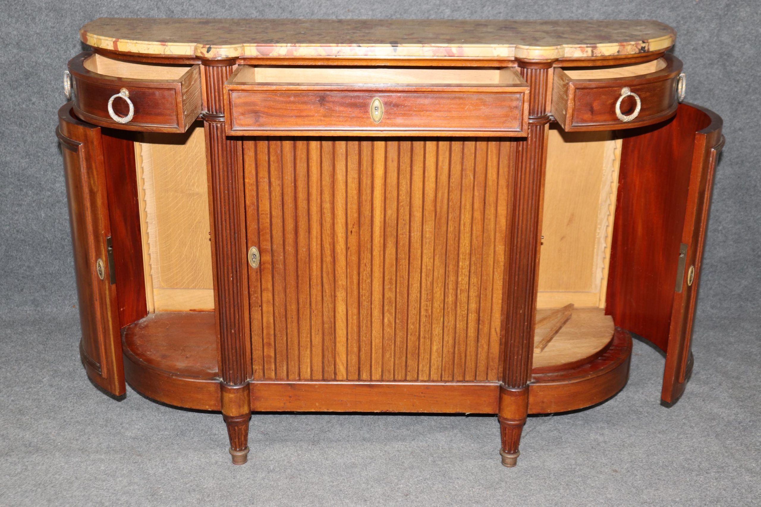 Antique French Louis XVI Style Marble Top Walnut Server - Image 9