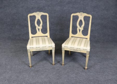 Vintage Louis XVI Style Side Chairs: Paint Decorated Accent Chairs, 1940s