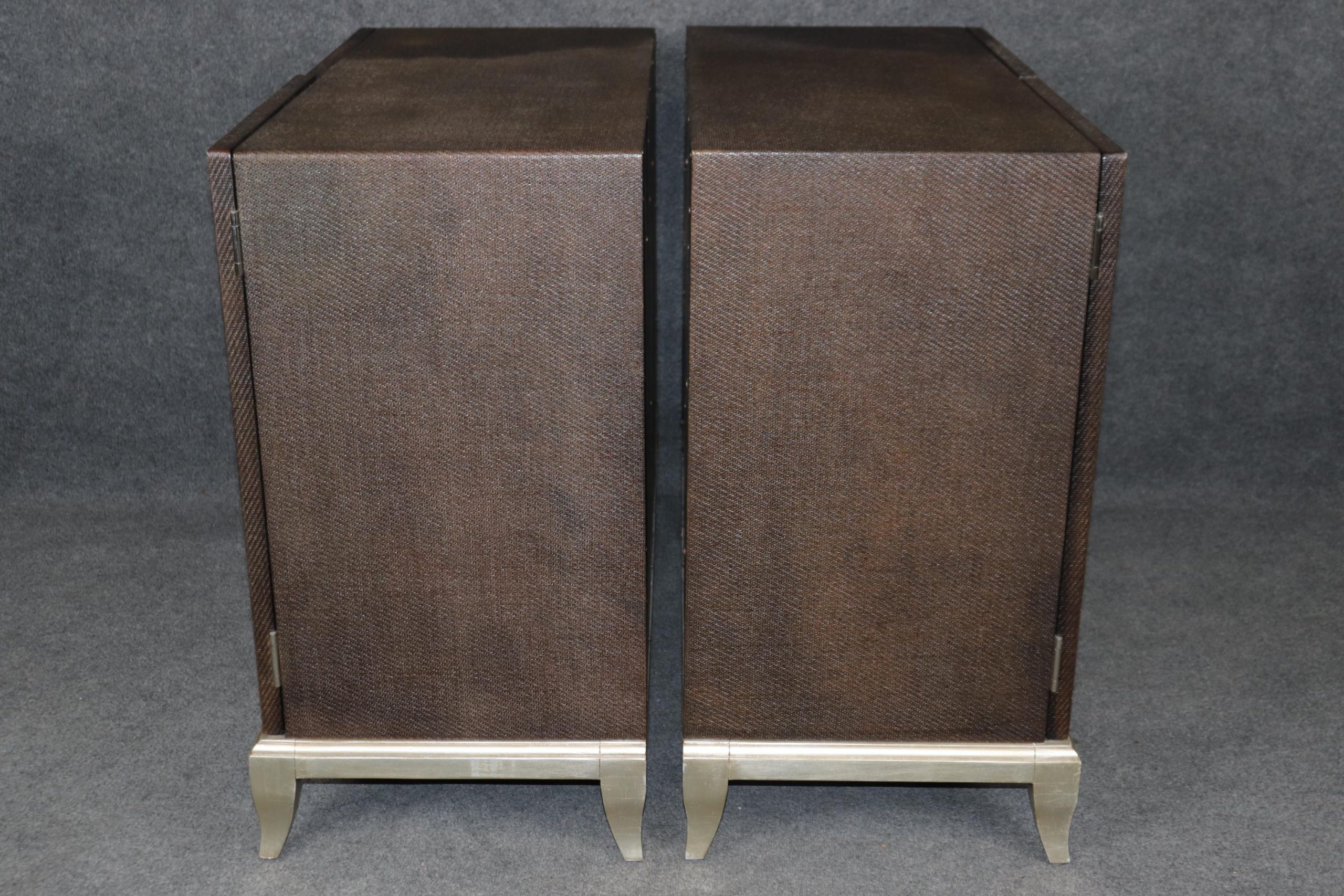 Pair Vintage Canvas Wrapped Commodes: Post Modern Cabinets - Image 3