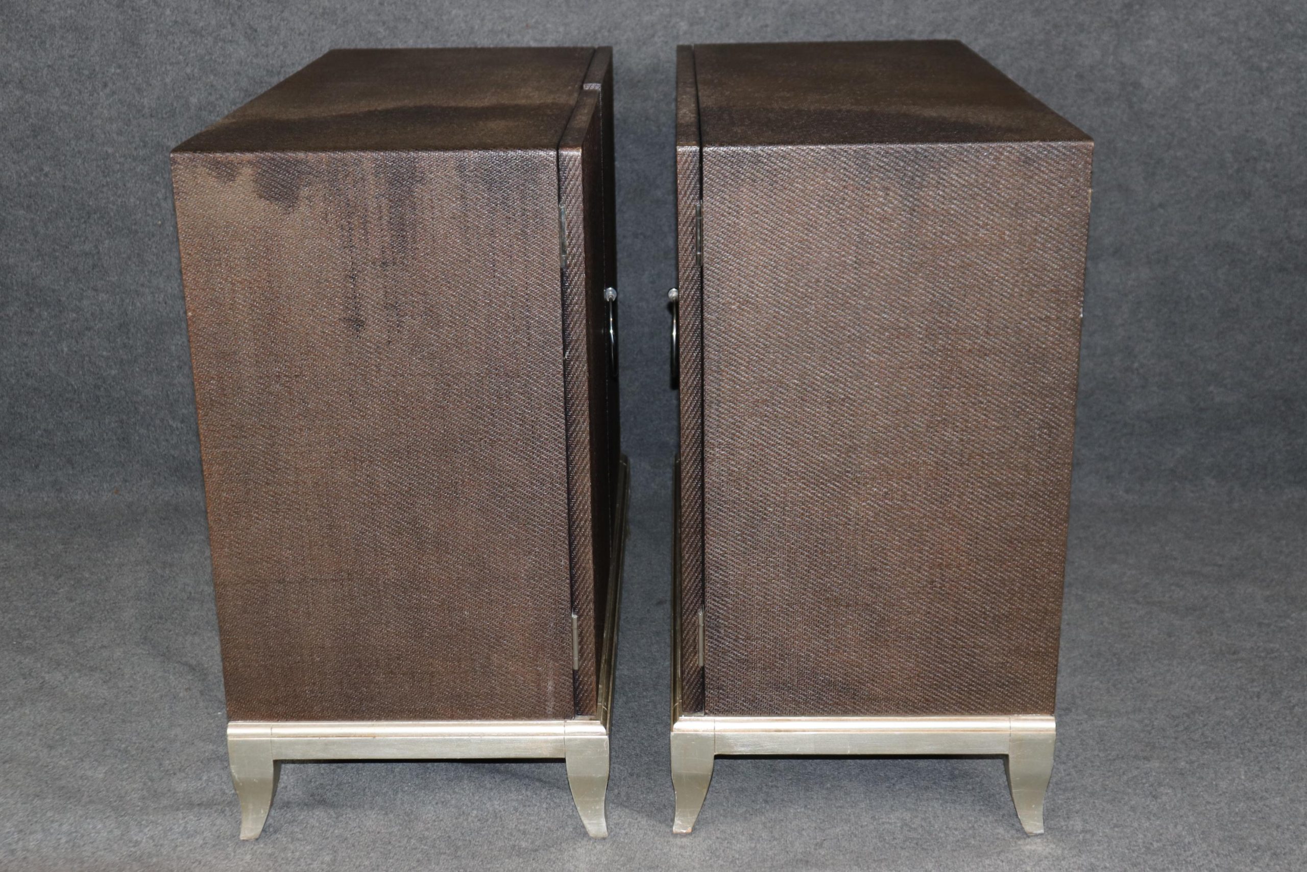 Pair Vintage Canvas Wrapped Commodes: Post Modern Cabinets - Image 4