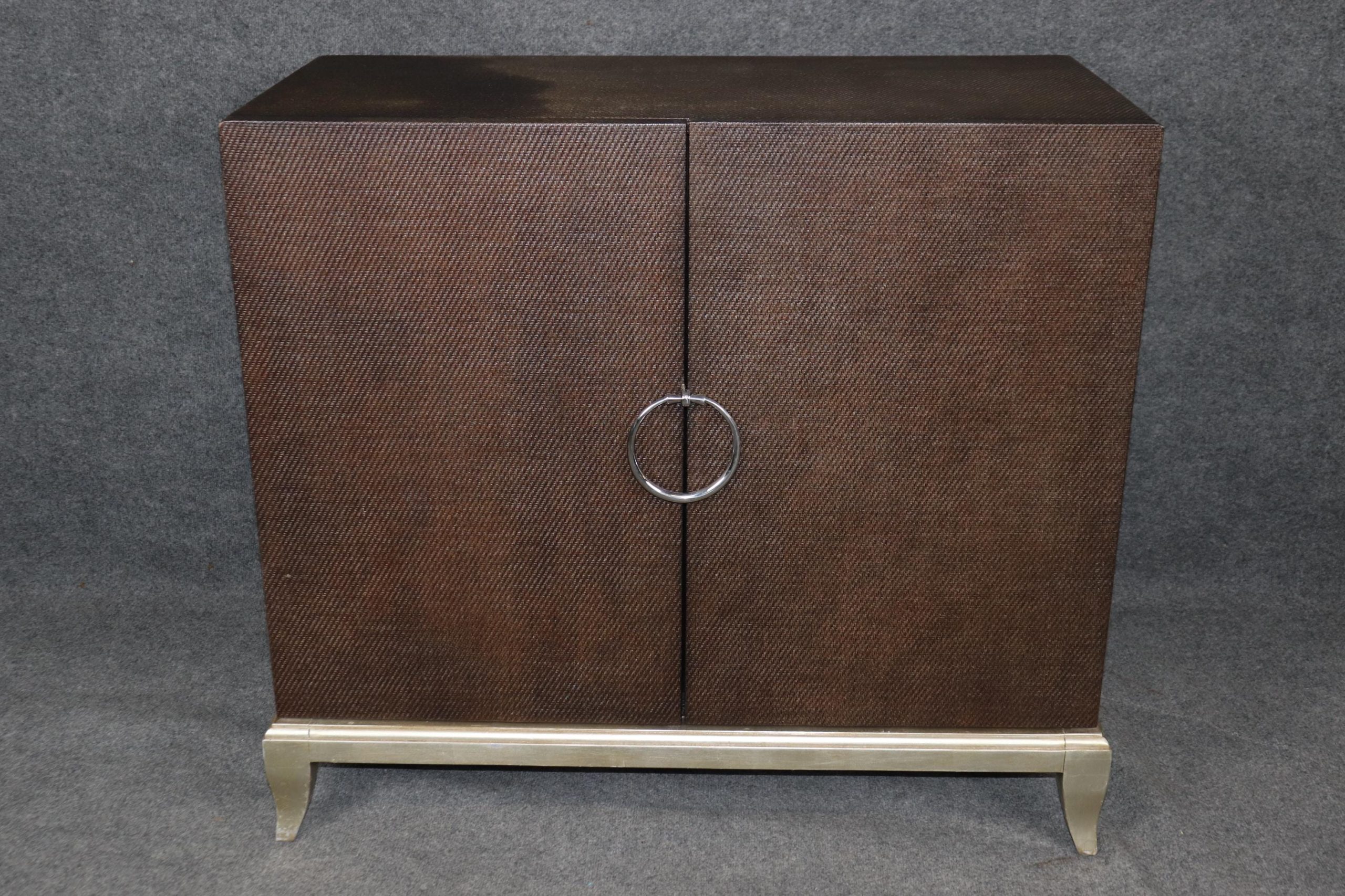 Pair Vintage Canvas Wrapped Commodes: Post Modern Cabinets - Image 5