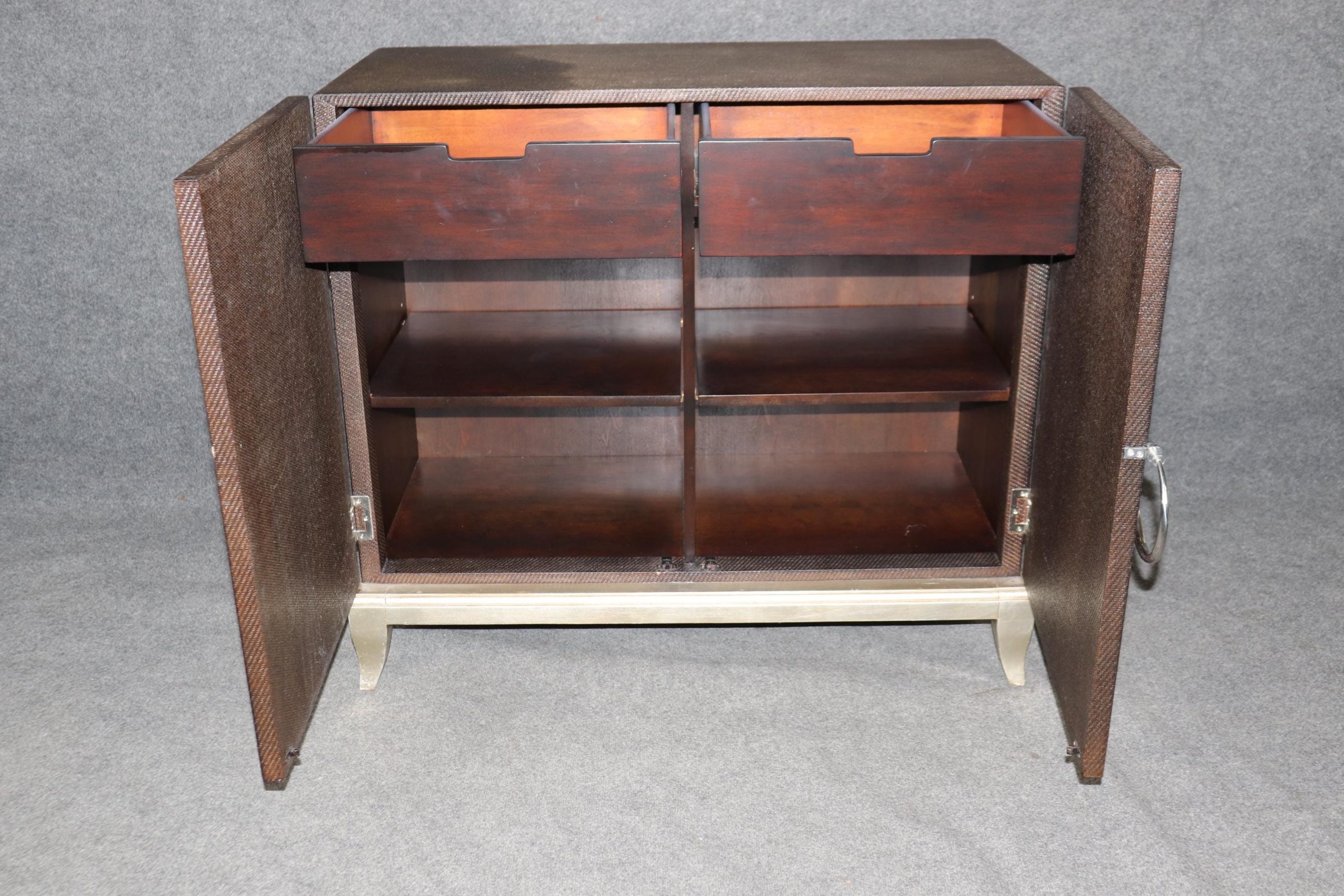 Pair Vintage Canvas Wrapped Commodes: Post Modern Cabinets - Image 6