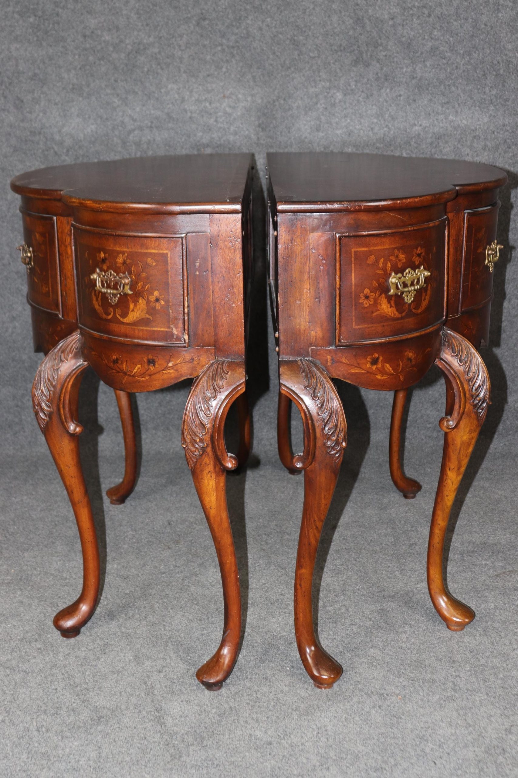Vintage Inlaid Edwardian Style Console Tables by John Richard: Pair Accent Tables - Image 3