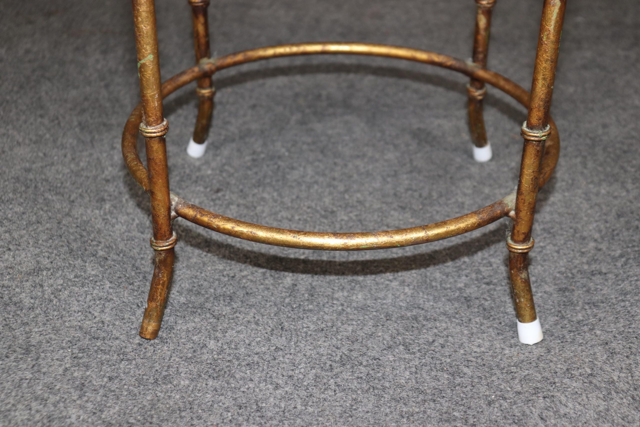 MCM Gilt Needlepoint Bench: Petite Maison Bagues Style Footstool - Image 7