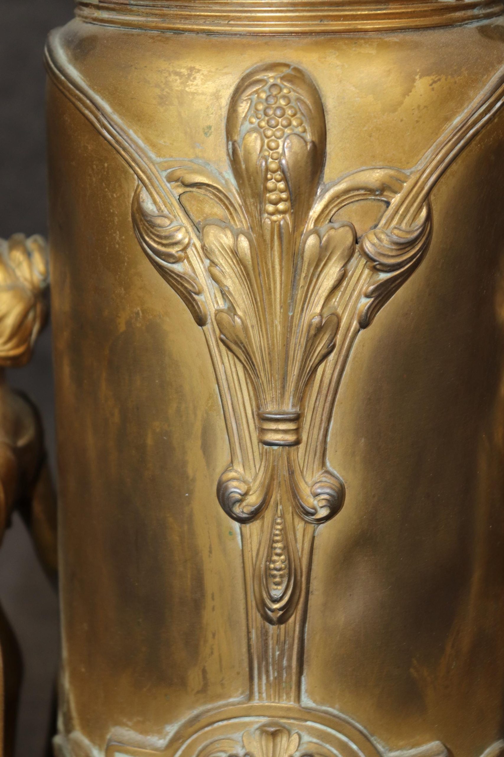Vintage Art Nouveau Gilt Metal Figural Urn Vase: Entryway Decor - Image 6