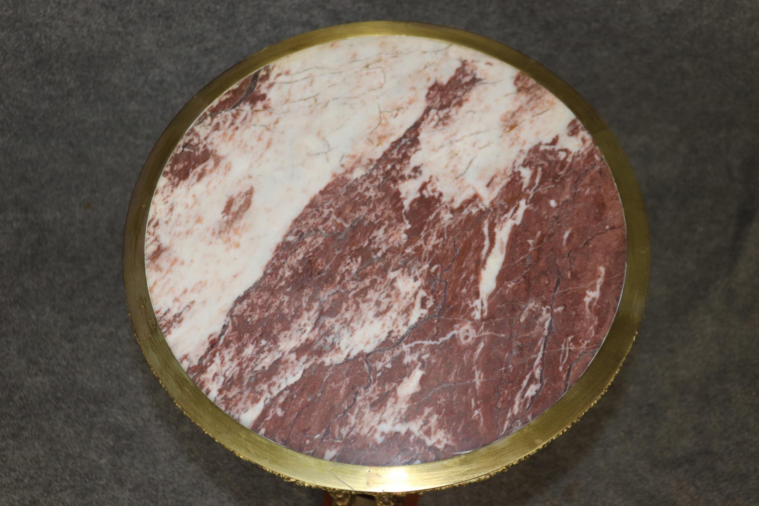 French Louis XV Style Marble Top Side Table: Adam Weisweiler Manner - Image 6