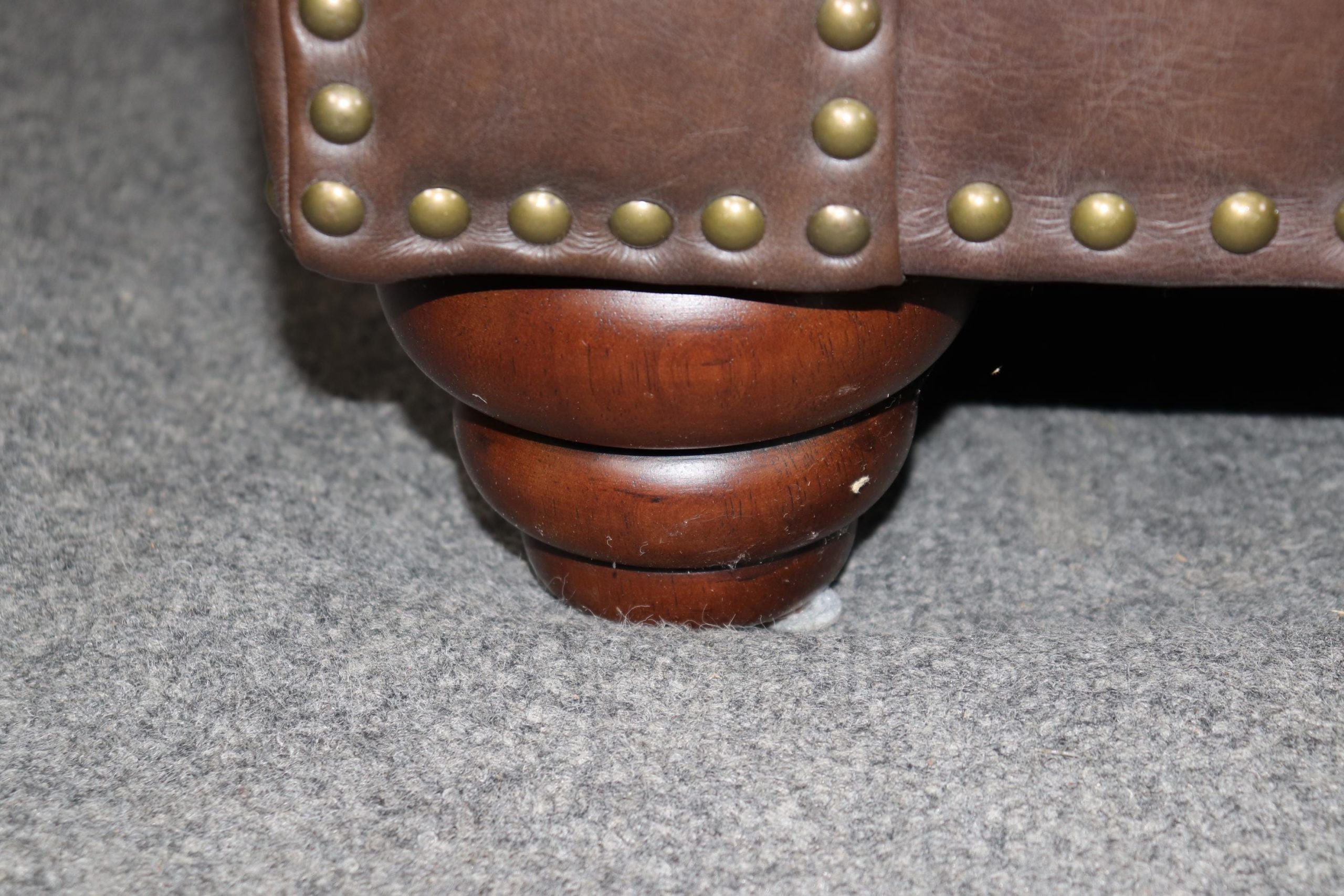 Vintage Brown Tufted Leather Chesterfield Loveseat - MCM Living Room Furniture - Image 7