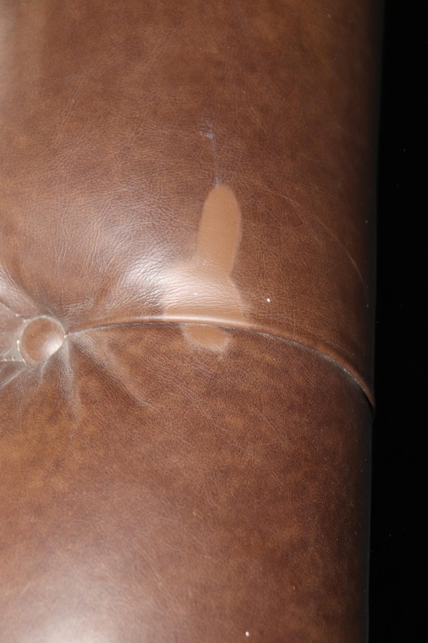 Vintage Brown Tufted Leather Chesterfield Loveseat - MCM Living Room Furniture - Image 10