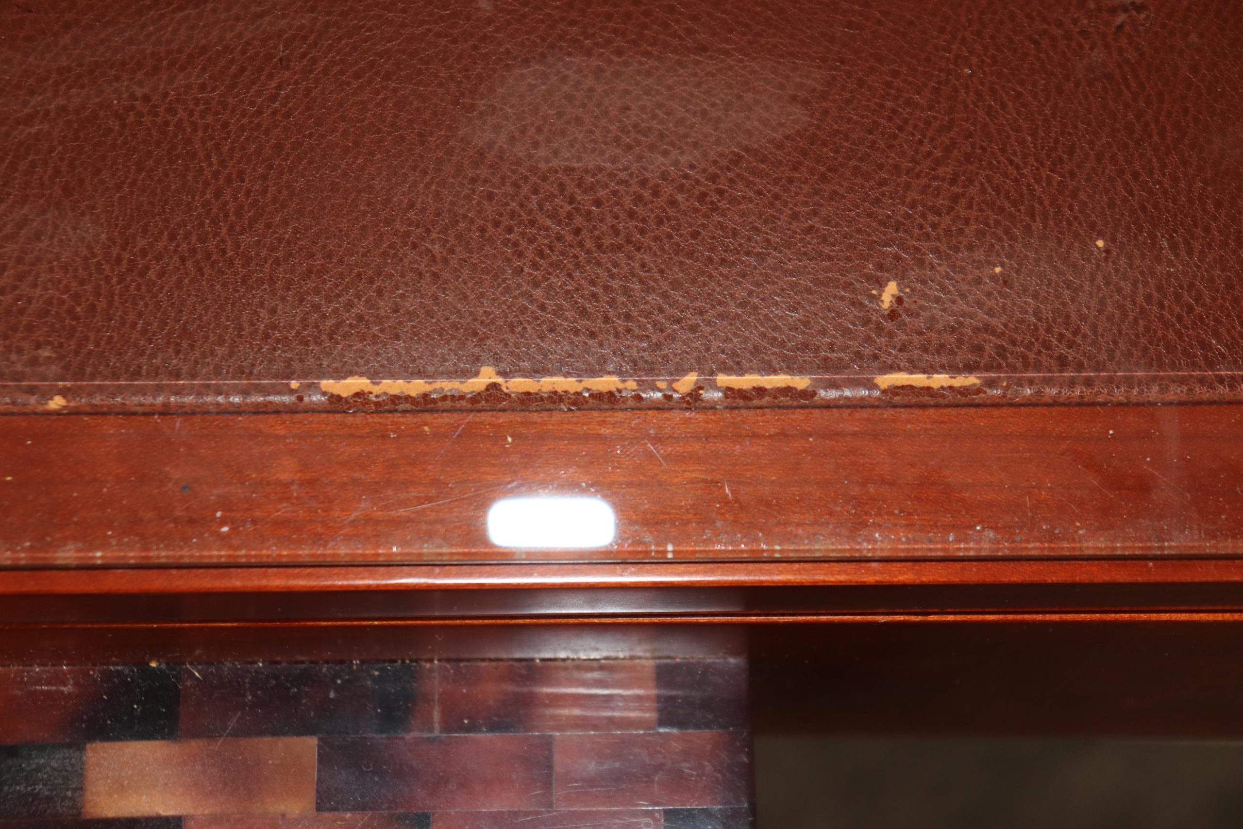 Vintage Art Deco Leather Top Desk: Ruhlmann Style Writing Table - Image 5