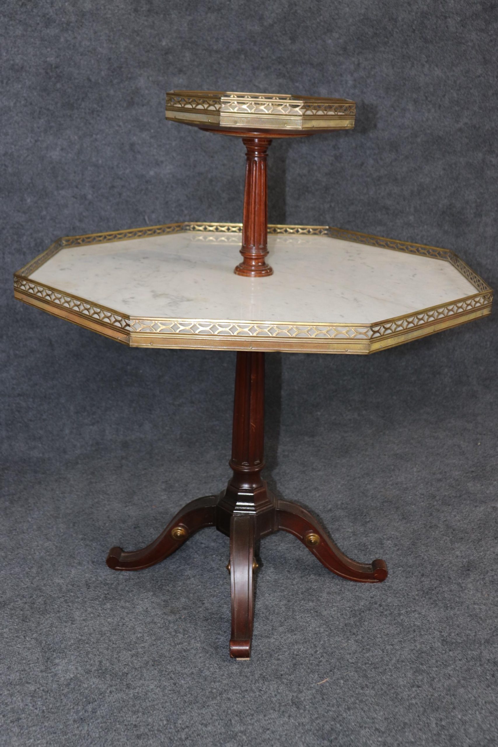 Vintage Maison Jansen Style Marble Top Two Tier Table: Mid Century Modern Accent - Image 3