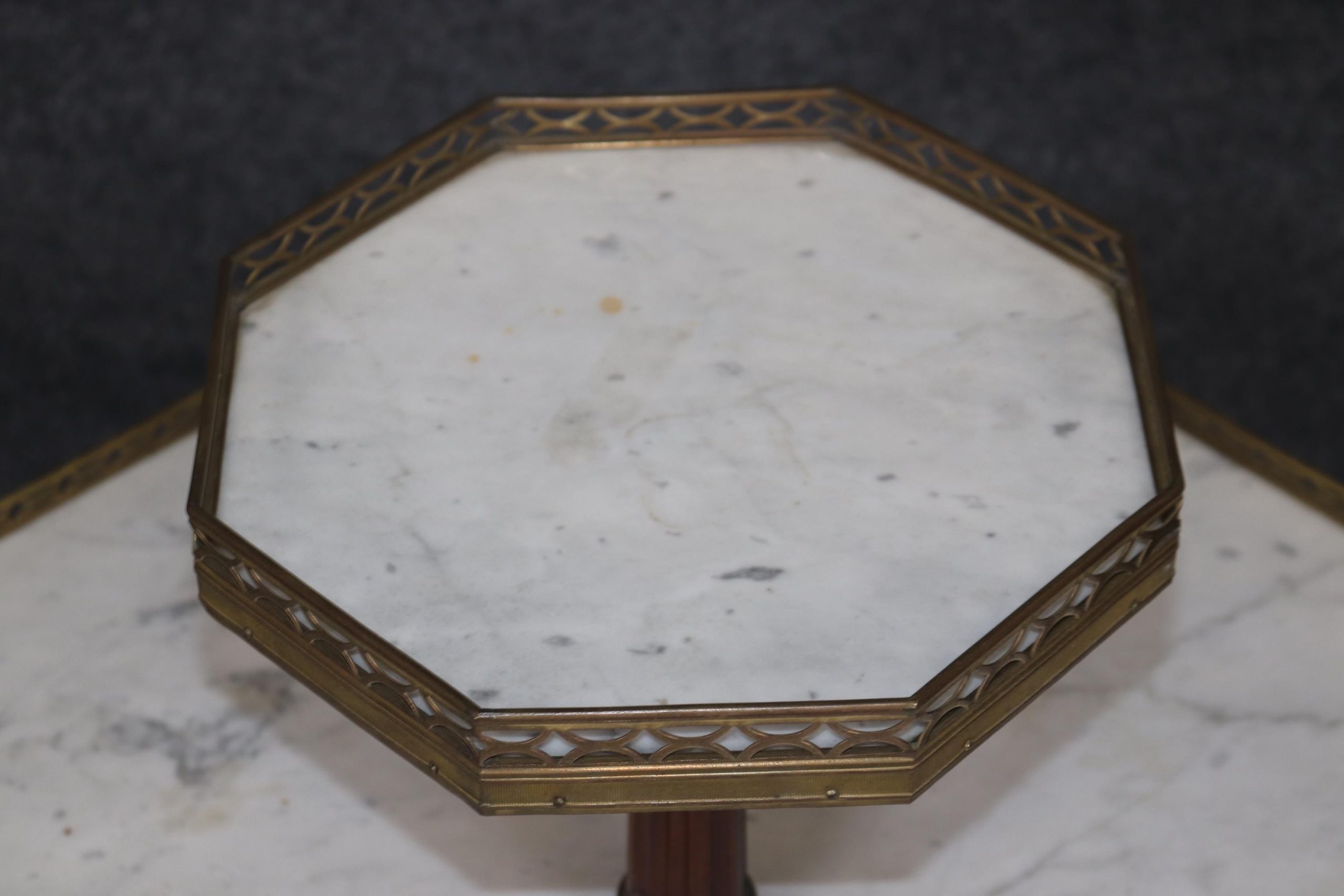 Vintage Maison Jansen Style Marble Top Two Tier Table: Mid Century Modern Accent - Image 5