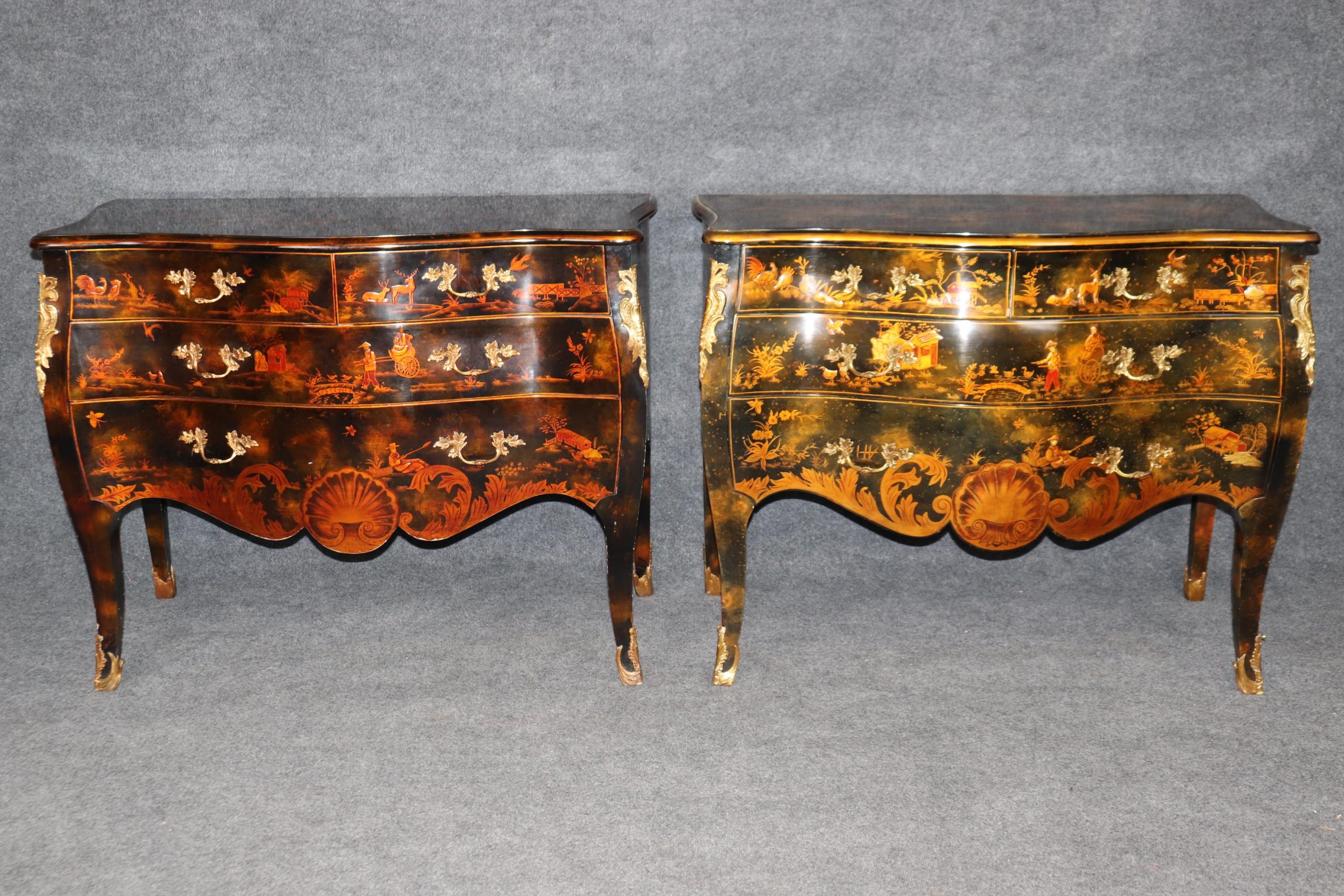 Vintage Maitland Smith Chinoiserie Commodes: Louis XV Style Pair - Image 2