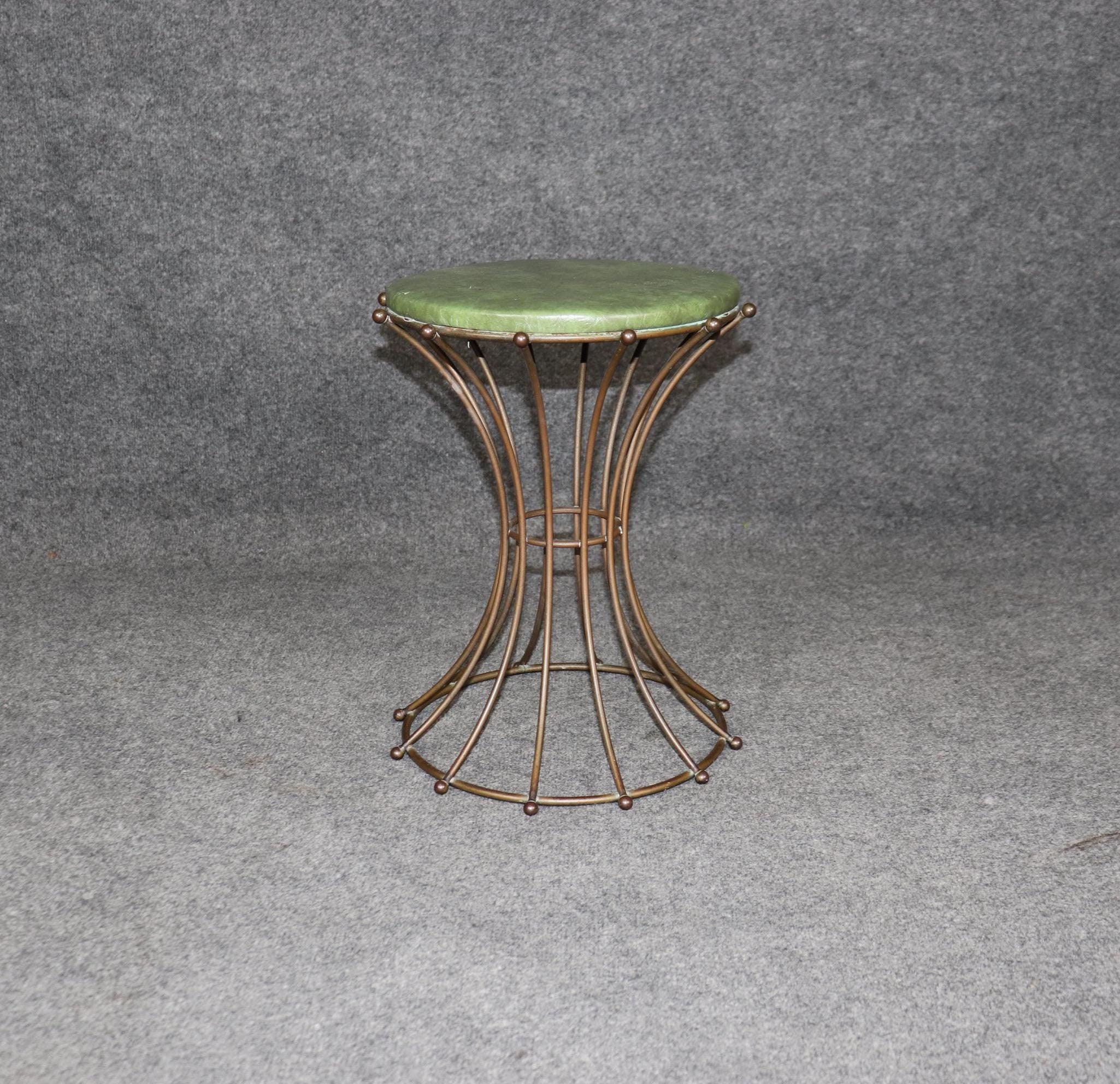 Vintage Hollywood Regency Brass Stool: Mid-Century Modern Footstool